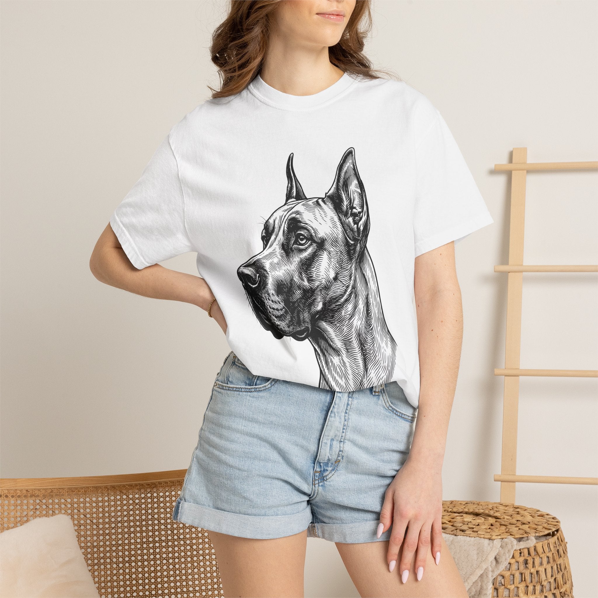 Great Dane Dog Shirt Dog Animals Gift Women Sketch Tee Dane T-Shirt Dog Fan Puppy Tshirt Creature Graphic Retro Dog Face Tshirt