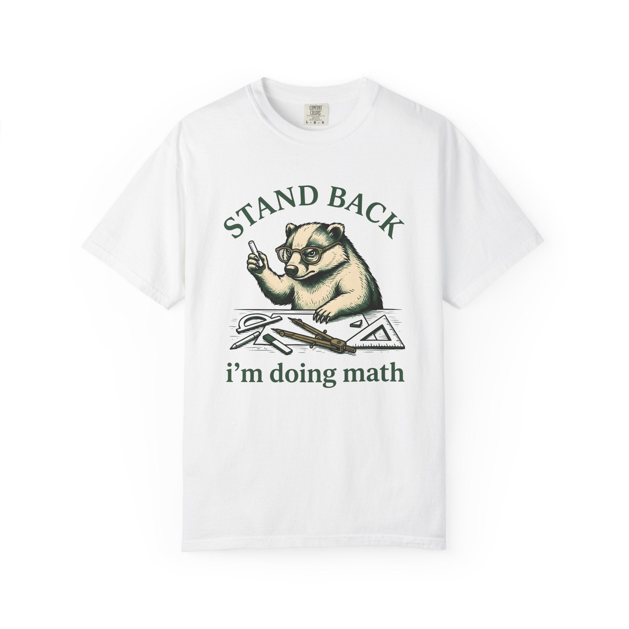 Badger Glasses Shirt Teachers Math Gift Women Hand Drawn Tee Spectacles T-Shirt Educator Enthusiast Illustrated Math Graphic Vintage Math