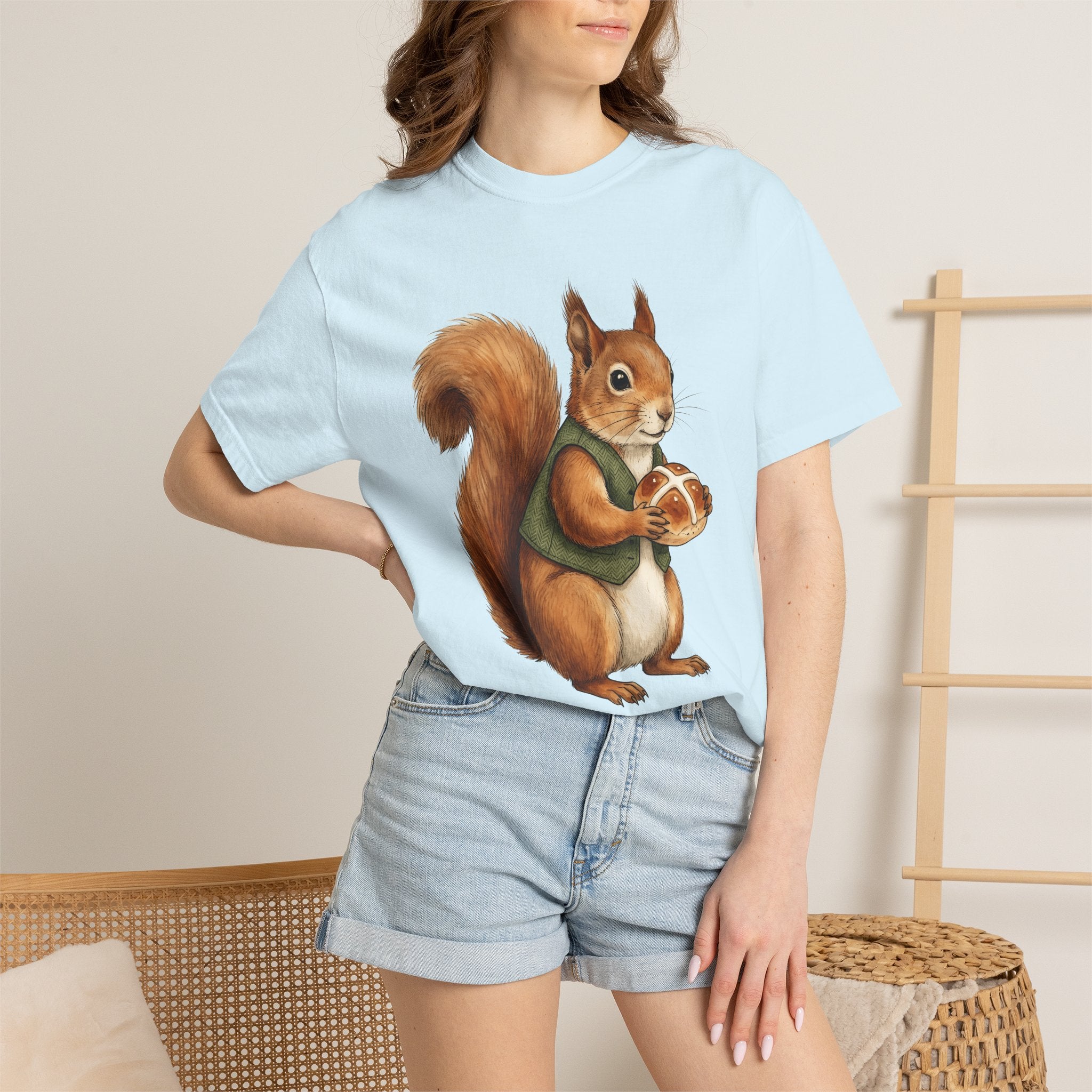 Squirrel Treat Shirt Easter Creatures Gift Women Line Art Tee Nut T-Shirt Easter Fan Squirrel Graphic Cartoon Jacket Tshirt