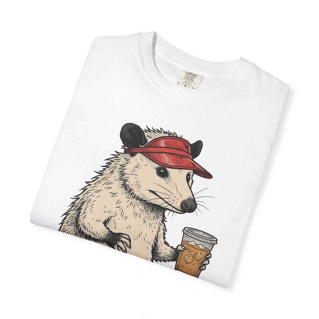 Opossum Skate Wheels Shirt Funny Pets Gift Women Cartoon Tee Skateboard Wheels T-Shirt Humor Fan Comic Tshirt Animal Graphic Line Art Iced