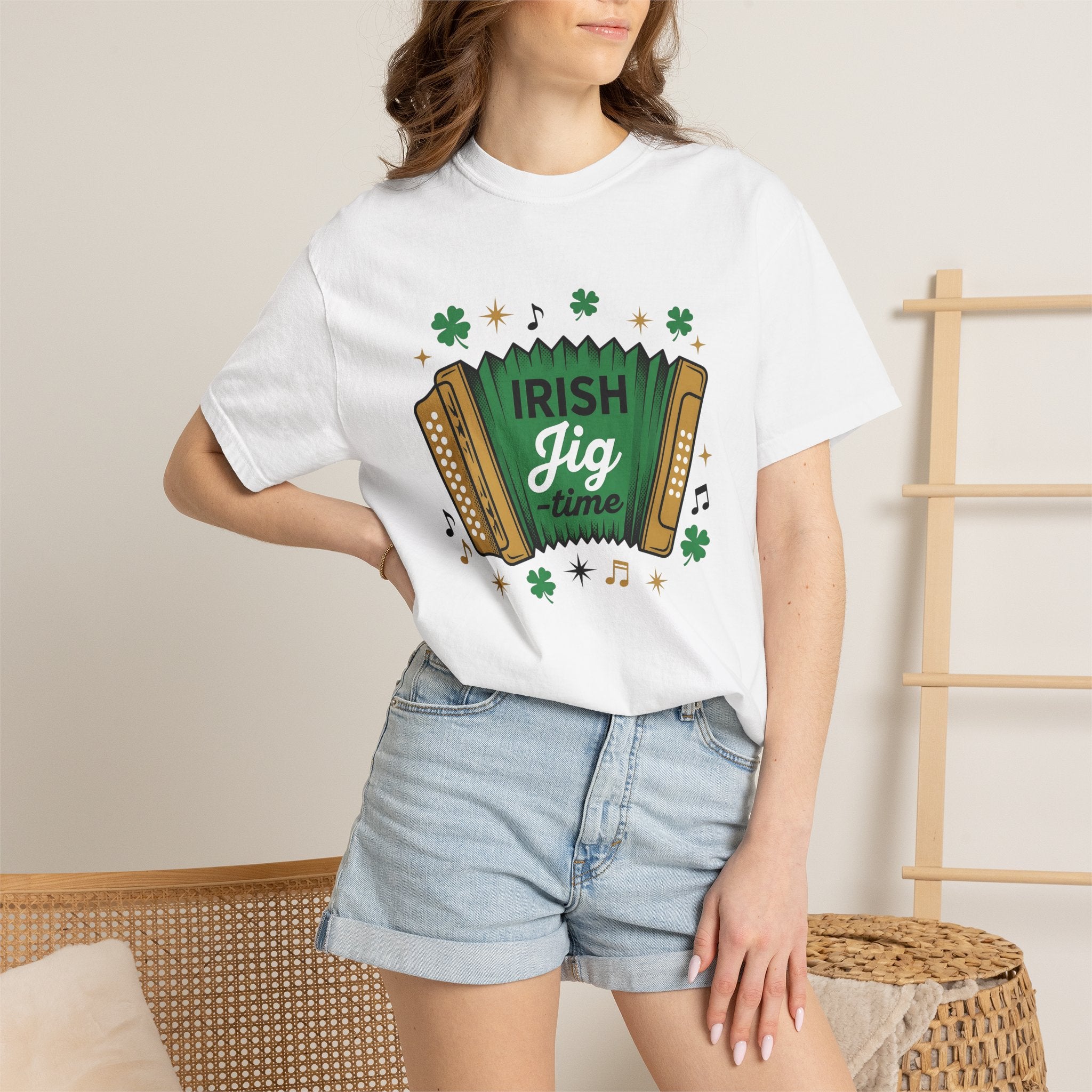 Accordion Art Shirt St Patrick's Day Sounds Gift Women Antique Tee Squeezebox T-Shirt Irish Fan Vintage Tshirt Audio Graphic Nostalgic Four