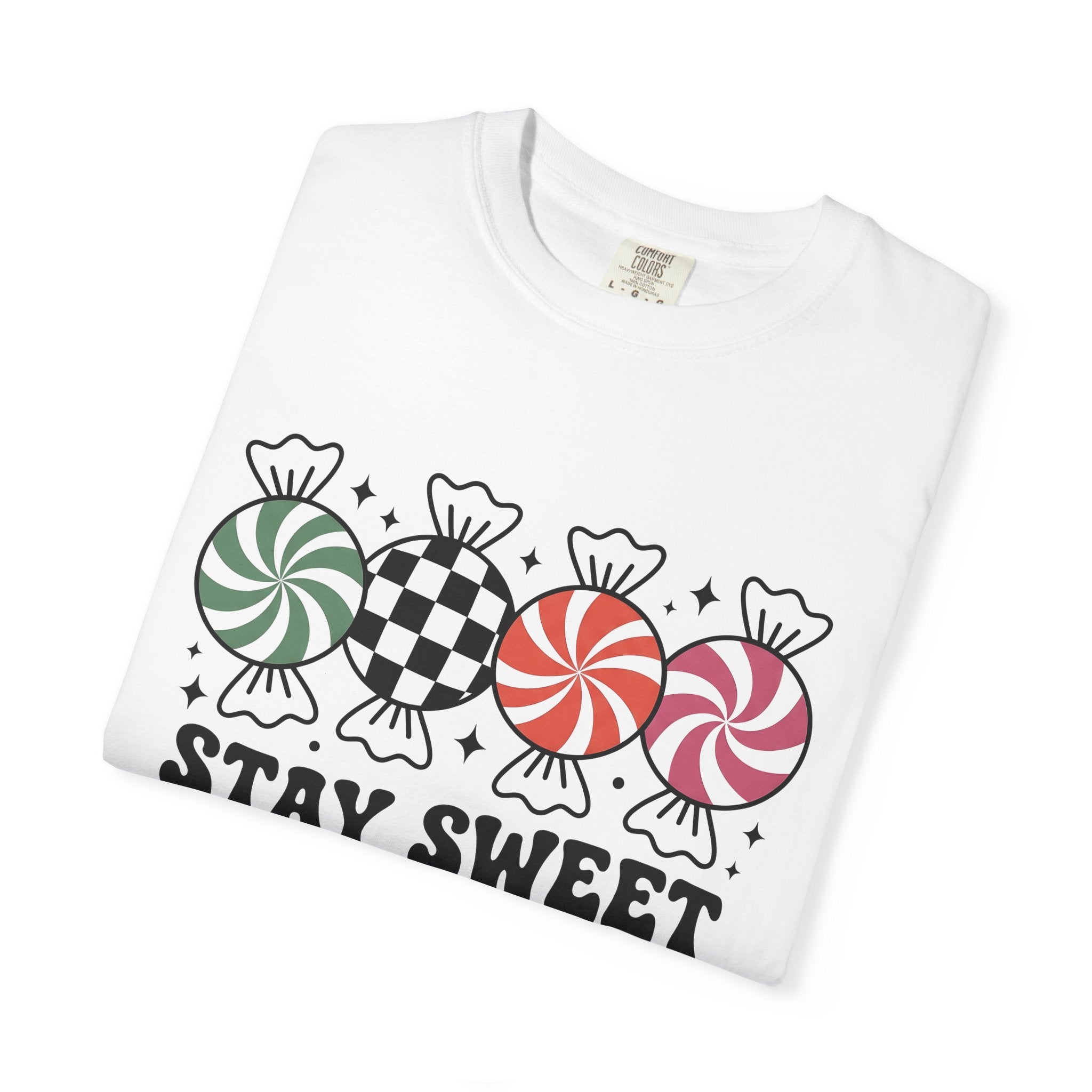 Candy Cane Shirt Christmas Sweets Gift Women Whimsical Tee Peppermint Stick T-Shirt Christmas Fan Candy Graphic Tshirt Vintage Sparkles