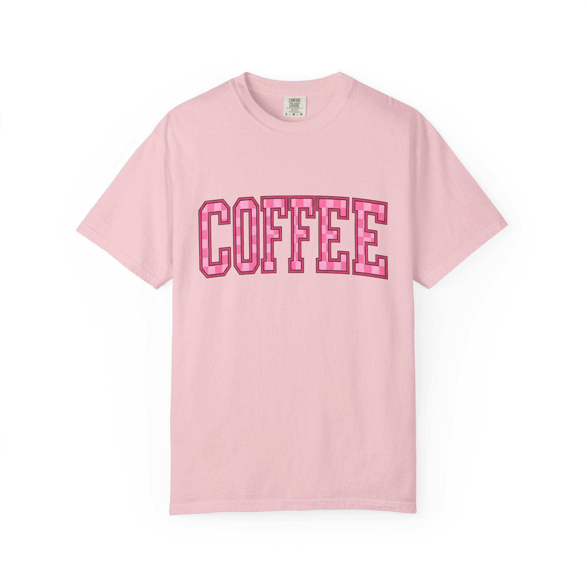 Block Letters Shirt Coffee Teacher Gift Women Bold Tee Typography T-Shirt Coffee Fan Brilliant Tshirt Educator Graphic Retro Checkered