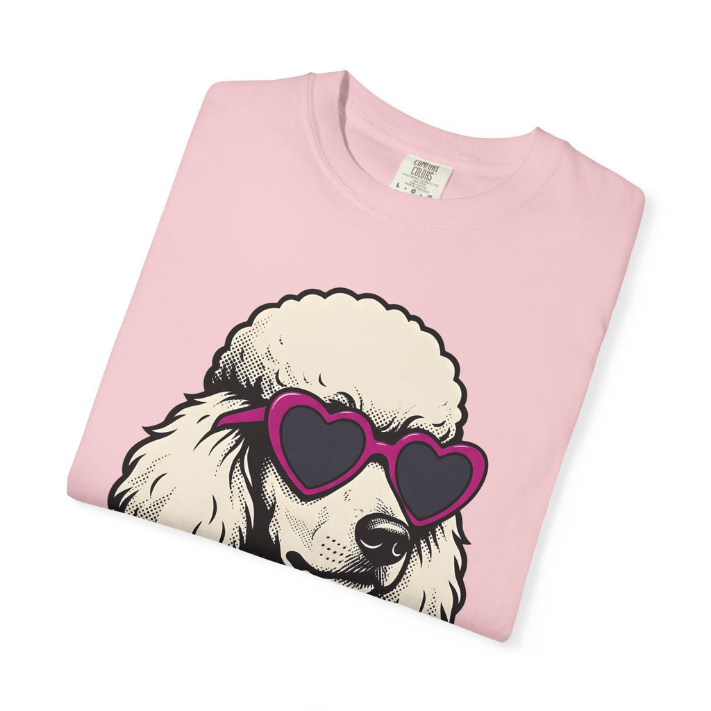 Poodle Dog Shirt Dog Fashion Gift Women Cartoon Tee Poodle T-Shirt Dog Fan Cartoony Tshirt Style Graphic Retro Heart Sunglasses Tshirt