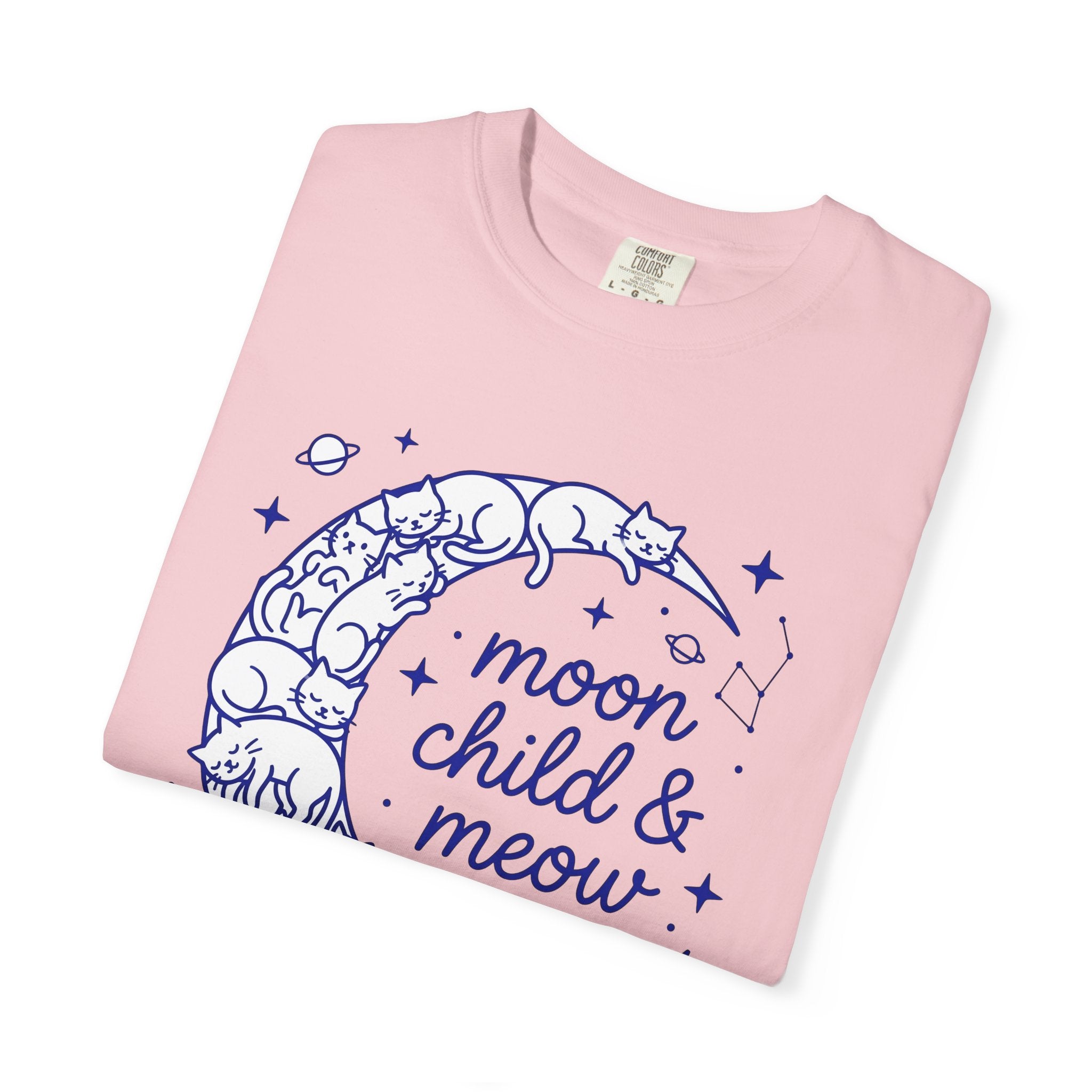 Moon Kittens Shirt Cat Zodiac Gift Women Sketch Tee Kitten T-Shirt Cat Fan Drawing Graphic Astrology Design Geometric Twinkles Tshirt