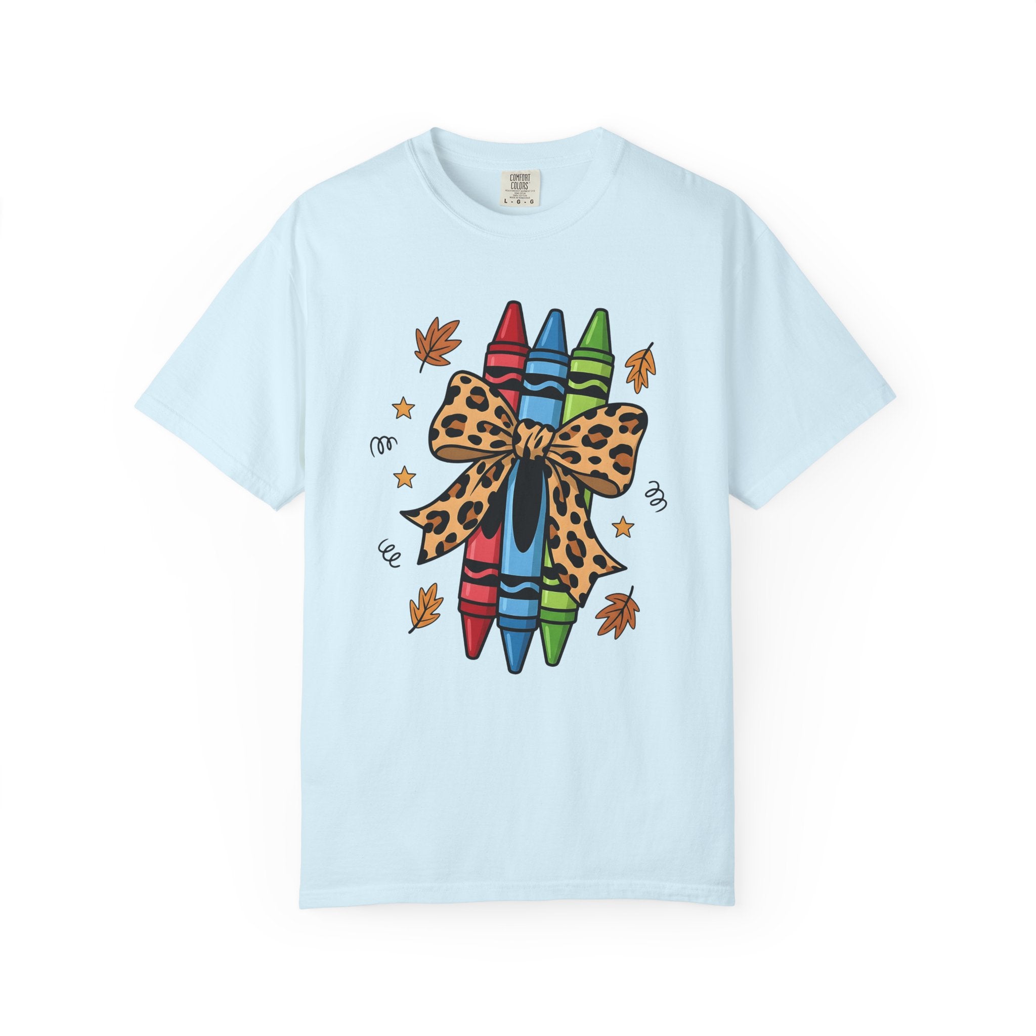 Crayon Set Shirt Teachers Autumn Gift Women Comic Tee Color Box T-Shirt Educator Enthusiast Cartoon Tshirt Fall Illustration Sketch Cheetah