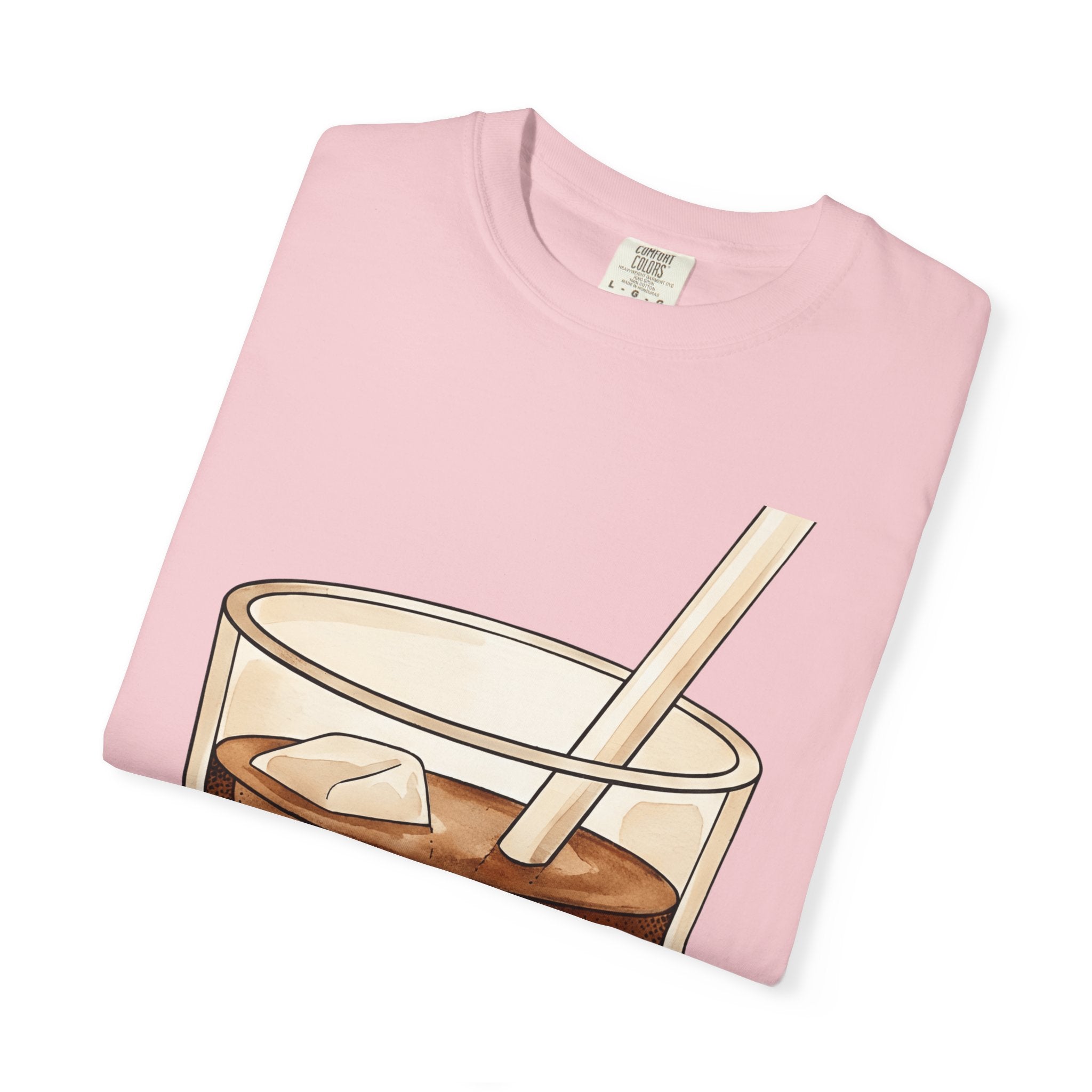 Iced Latte Shirt Coffee Refreshment Gift Women Cartoon Tee Cold Brew T-Shirt Coffee Fan Cartoony Tshirt Cooling Design Outline Ice Blocks