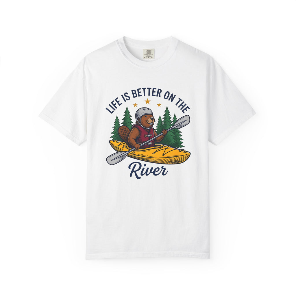 Beaver Kayak Shirt Kayaking Adventure Gift Women Vintage Tee Canoe T-Shirt Paddling Enthusiast Retro Tshirt Exploration Graphic Hand Drawn