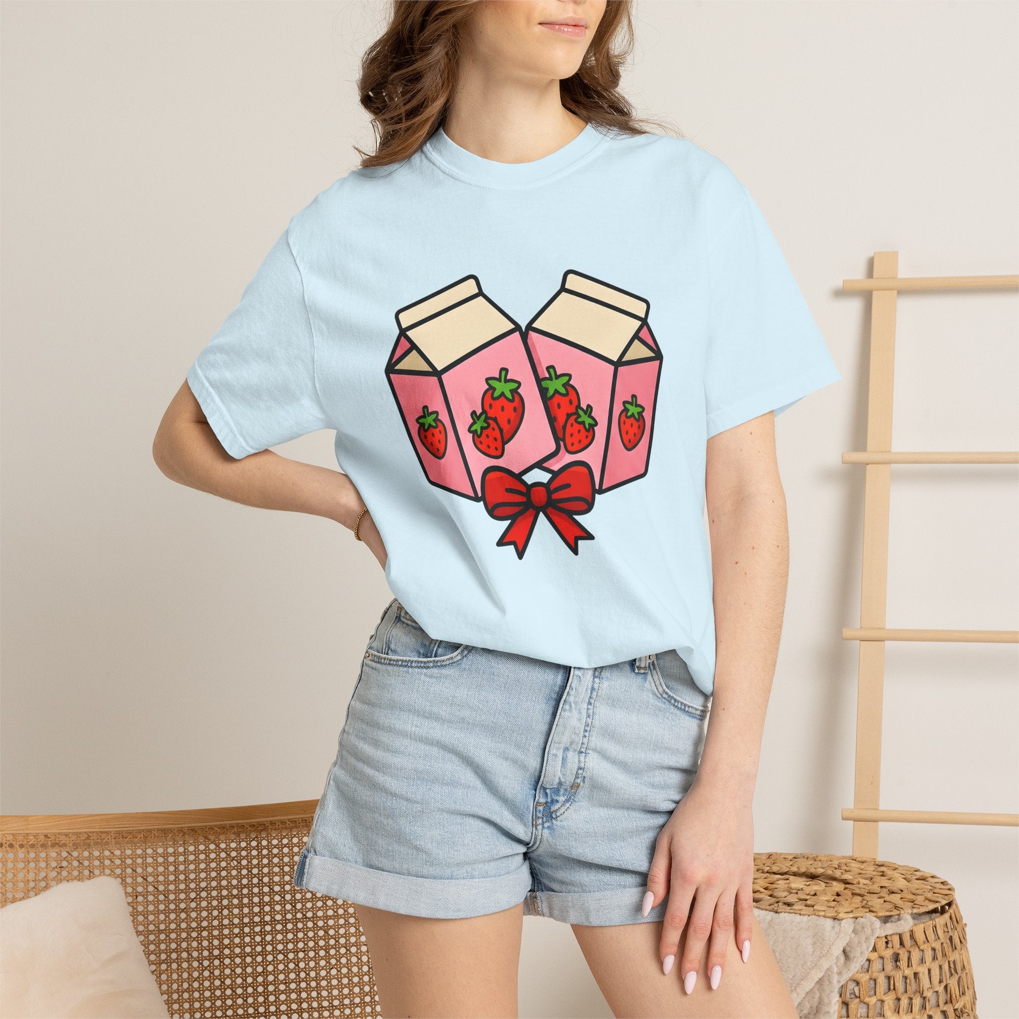 Strawberry Cream Carton Shirt Drinks Cuisine Gift Women Sweet Tee Cream Carton T-Shirt Beverage Fan Dairy Tshirt Food Graphic Illustration