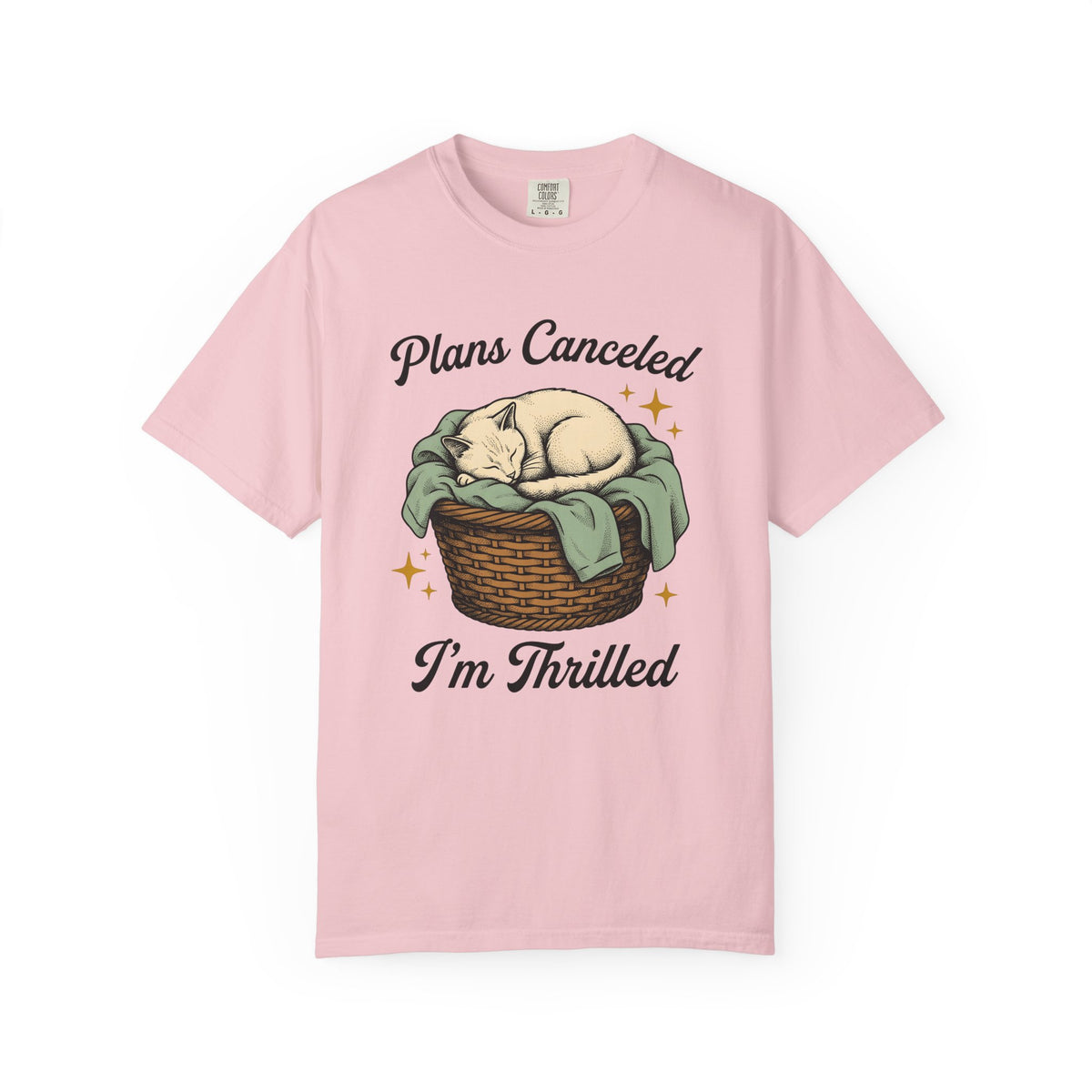 Sleeping Cat Shirt Cat Introvert Gift Women Vintage Tee Kitten T-Shirt Feline Fan Retro Tshirt Quiet Graphic Hand Drawn Wicker Basket Tshirt