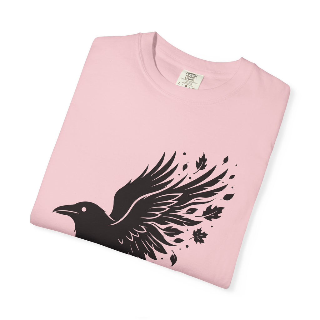 Dark Bird Shirt Animals Environment Gift Women Creepy Tee Raven T-Shirt Wildlife Enthusiast Spooky Tshirt Eco Graphic Bare Tree Leaves