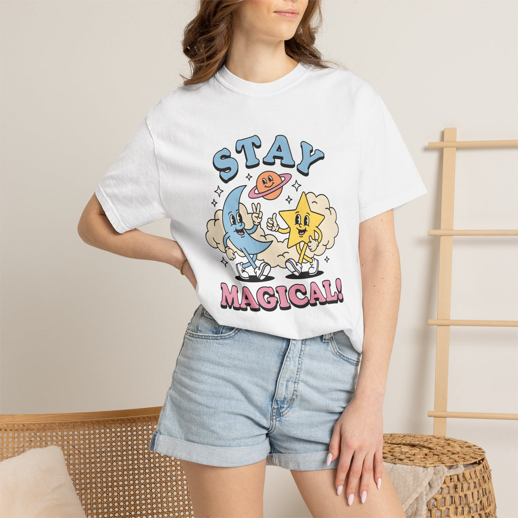 Moon Star Character Shirt Funny Horoscope Gift Women Playful Tee Celestial T-Shirt Humor Fan Astrology Graphic Tshirt Classic World Tshirt