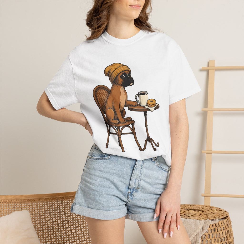 Boxer Dog Shirt Dog Latte Gift Women Hand Drawn Tee Bulldog T-Shirt Dog Fan Pug Tshirt Cappuccino Graphic Line Art Coffee Mug Tshirt