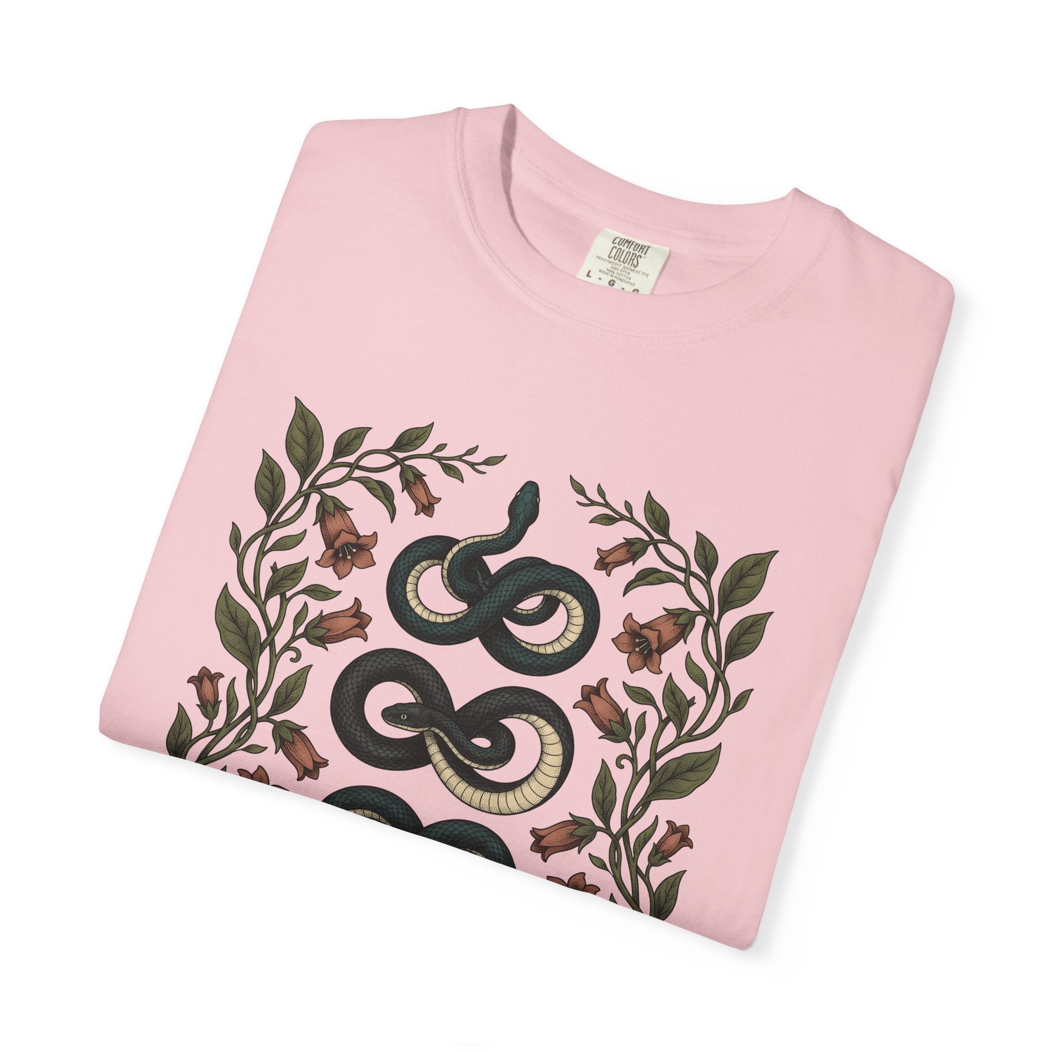 Serpent Flower Shirt Animals & Flowers Outdoors Gift Women Floral Tee Snake Flower T-Shirt Wildlife Fan Botanical Tshirt Nature Graphic