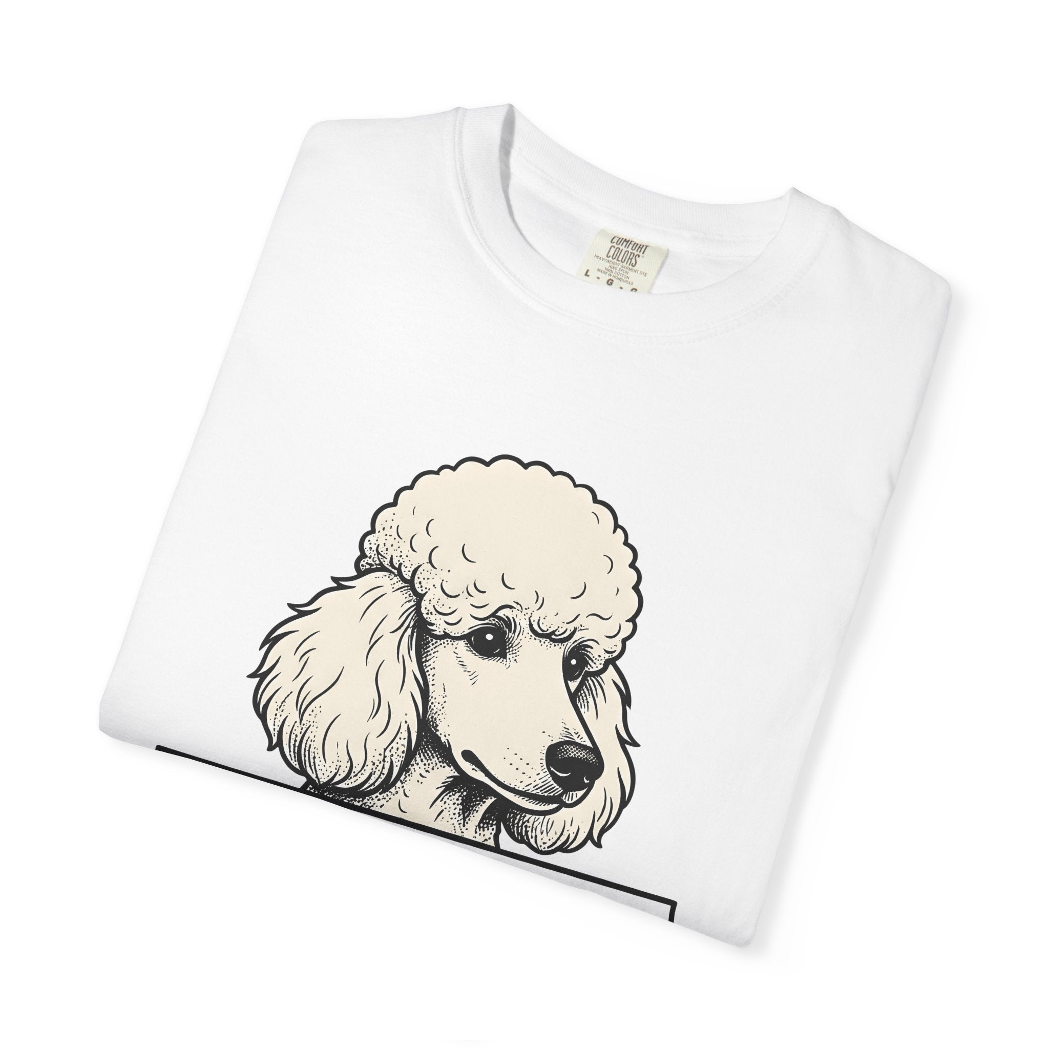 Poodle Puppy Shirt Dog Joke Gift Women Sketch Tee Puppy T-Shirt Dog Fan Canine Tshirt Funny Graphic Line Art Ribbon Tshirt