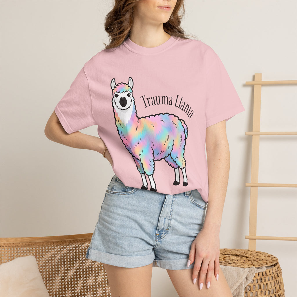 Rainbow Llama Shirt Animals Humor Gift Women Cartoon Tee Alpaca T-Shirt Creature Fan Toon Tshirt Funny Graphic Kawaii Pastel Fur Tshirt