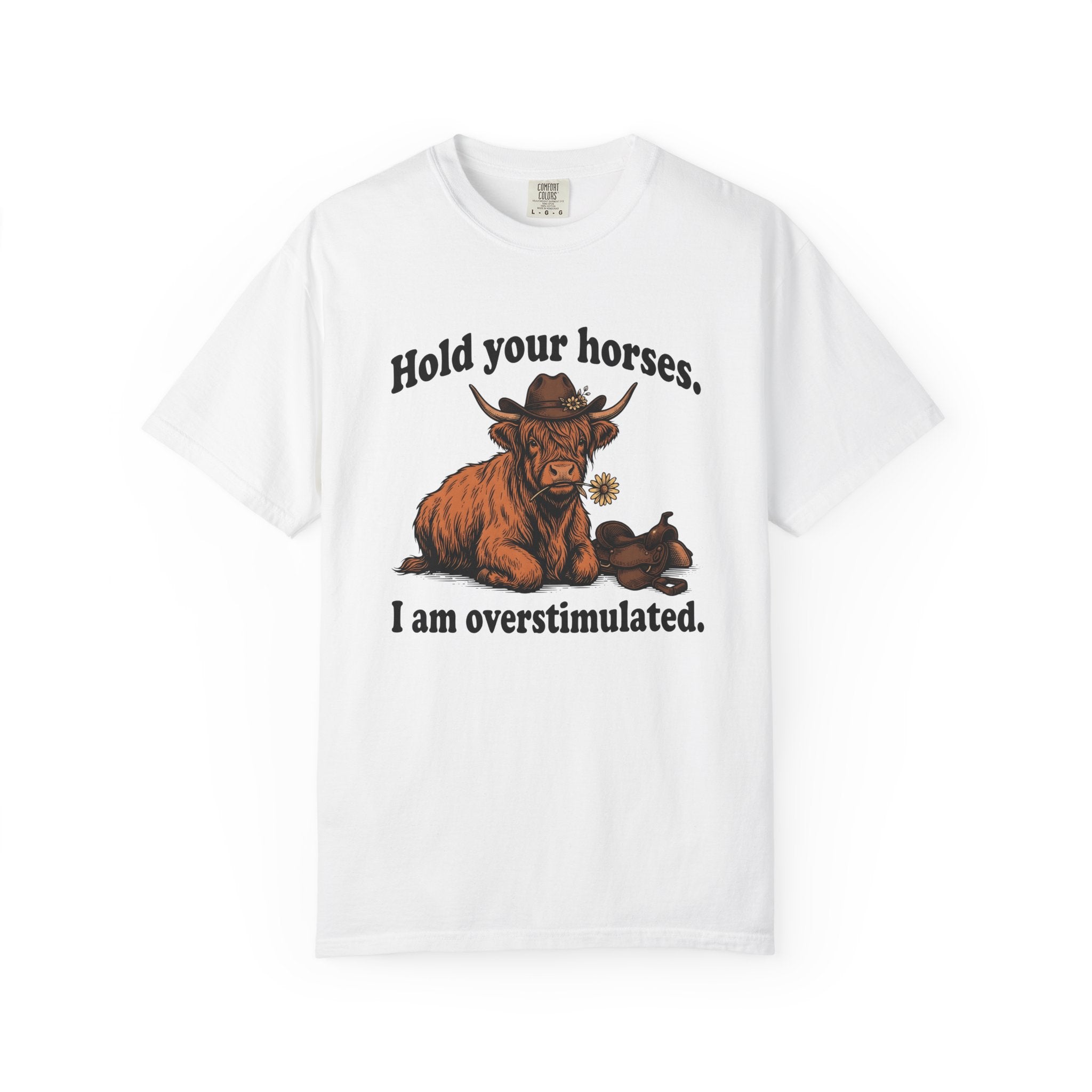 Highland Cattle Shirt Cowgirl Jokes Gift Women Farmhouse Tee Cow T-Shirt Rodeo Fan Country Tshirt Humor Graphic Retro Western Hat Tshirt