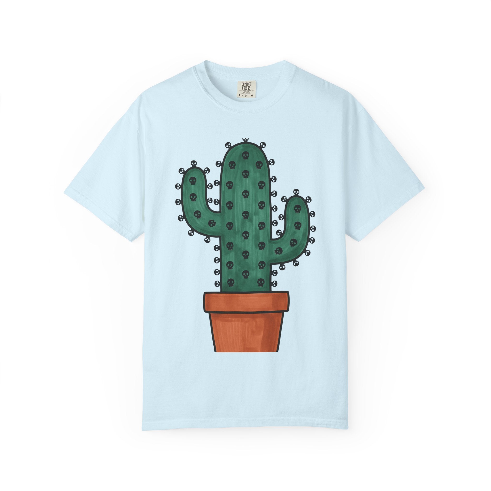 Cactus Plant Shirt Cottagecore Goth Gift Women Doodle Tee Succulent T-Shirt Homesteader Fan Hand Drawn Tshirt Dark Graphic Cartoon Skulls