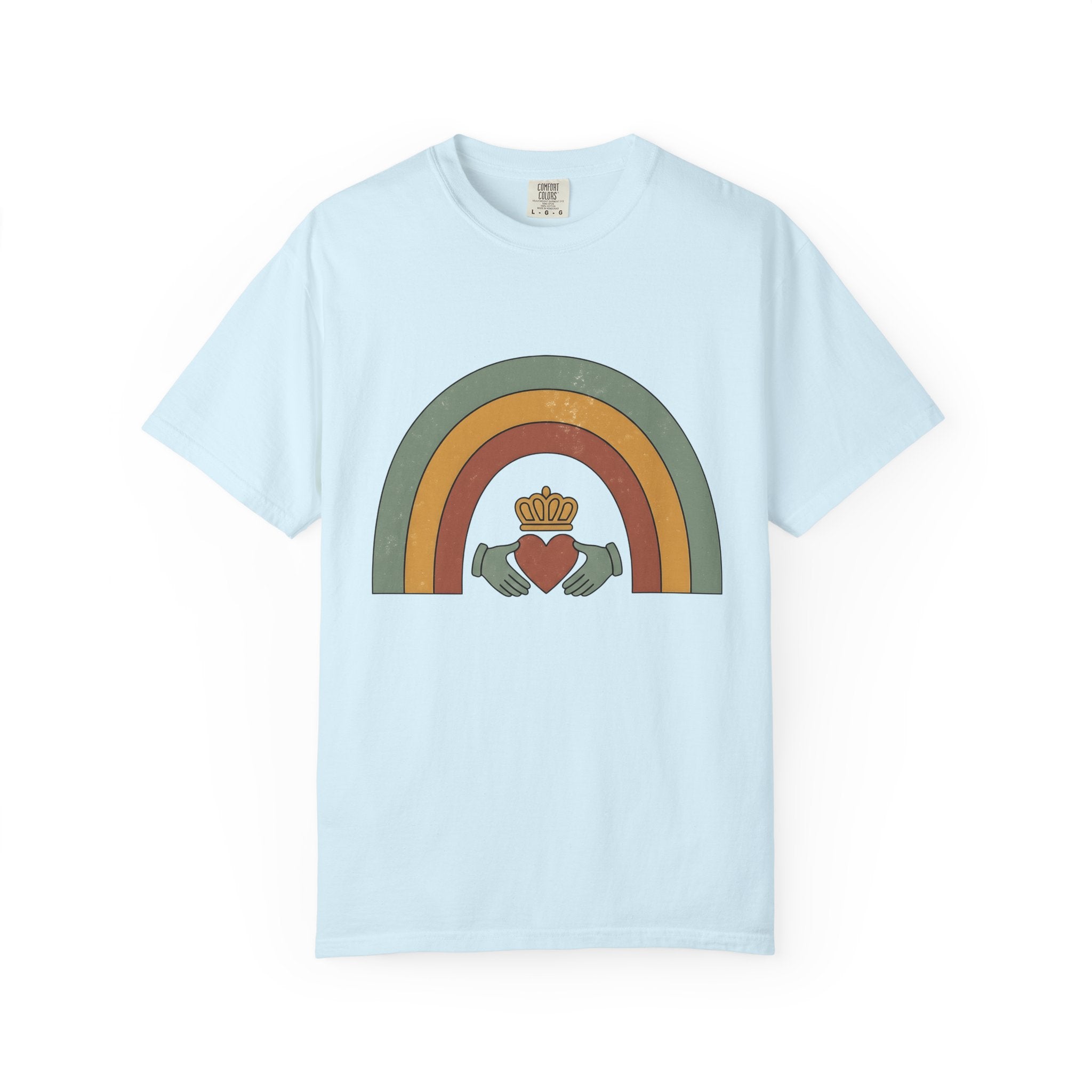 Claddagh Rainbow Shirt St Patrick's Day Celtic Gift Women Bohemian Tee Shamrock T-Shirt Luck Fan Celtic Knot Graphic Tshirt Retro Tiara