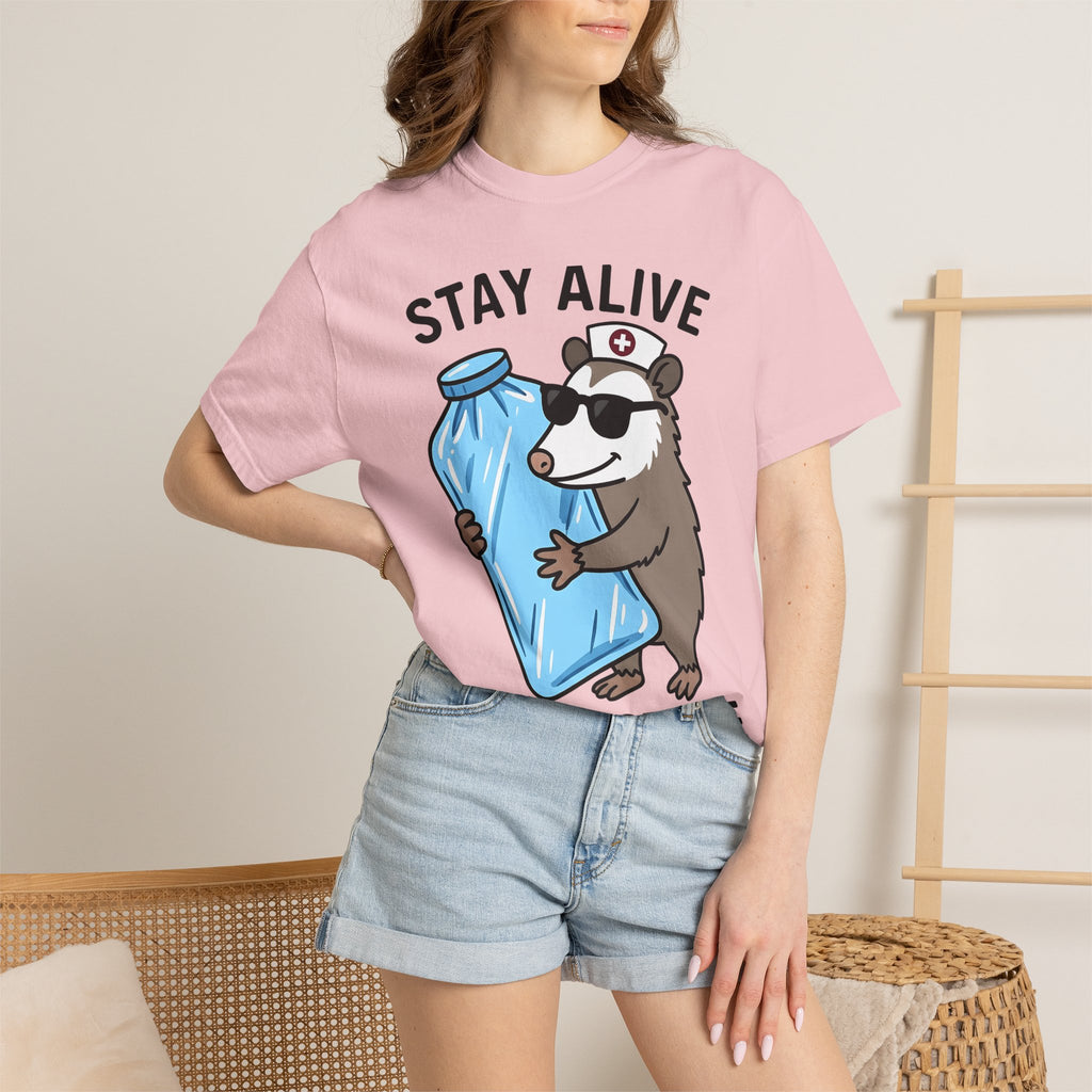 Opossum Nurse Shirt Nurses Humor Gift Women Cartoon Tee Possum T-Shirt Nurse Enthusiast Caricature Tshirt Funny Graphic Doodle Ice Pack