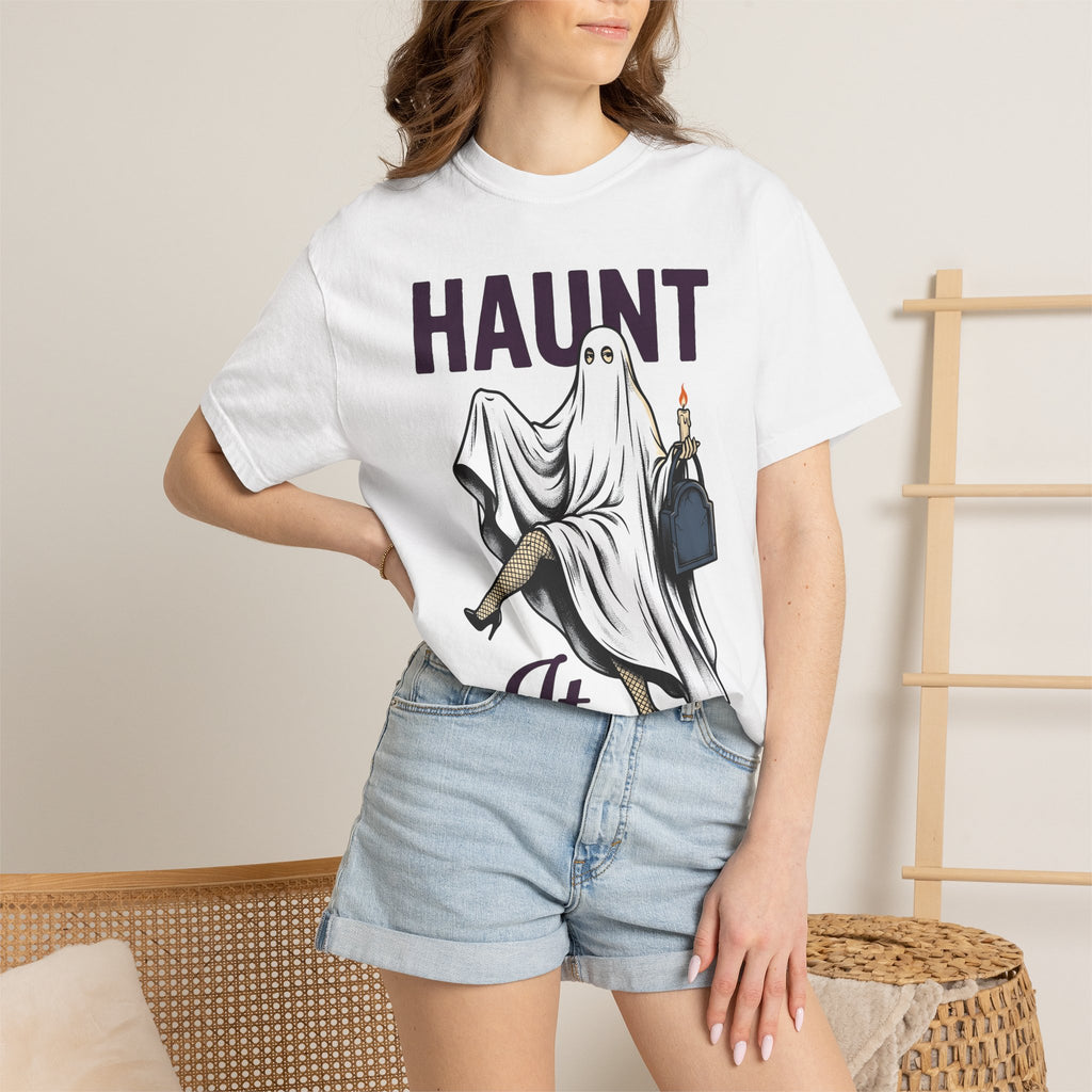 Ghost Dress Shirt Halloween Fright Gift Women Classic Tee Specter T-Shirt Vintage Tshirt Scary Graphic Outline Candlelight Tshirt