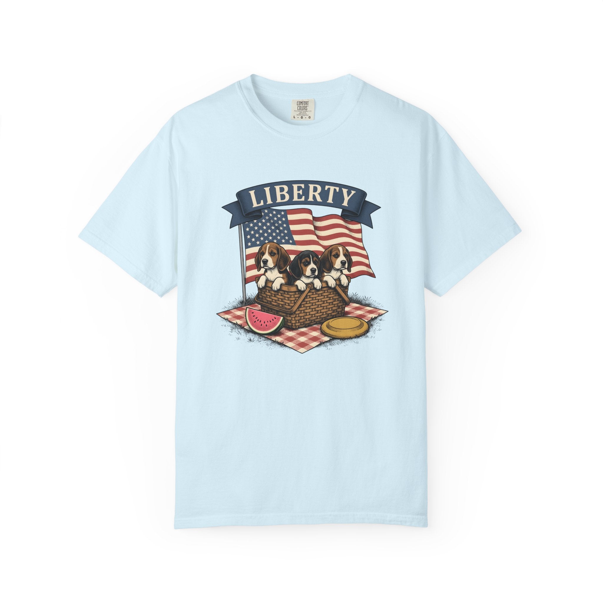 Beagle Pups Shirt America 4Th Of July Freedom Gift Women Rustic Tee Puppy T-Shirt Patriot Fan Country Tshirt Liberty Graphic Doodle Picnic