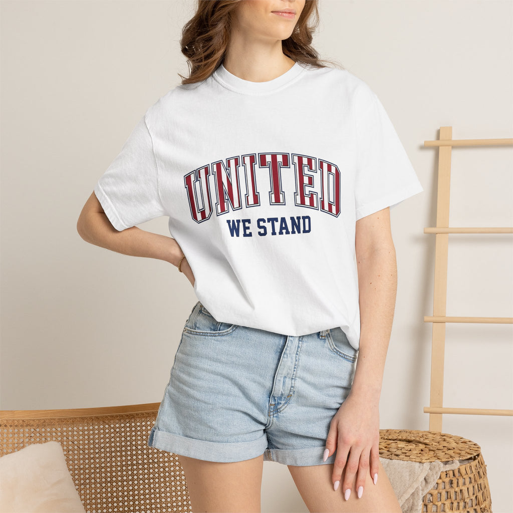 Patriotic Varsity Text Shirt America Holiday Gift Women Bold Tee Lettering T-Shirt American Fan Typography Tshirt Celebration Graphic