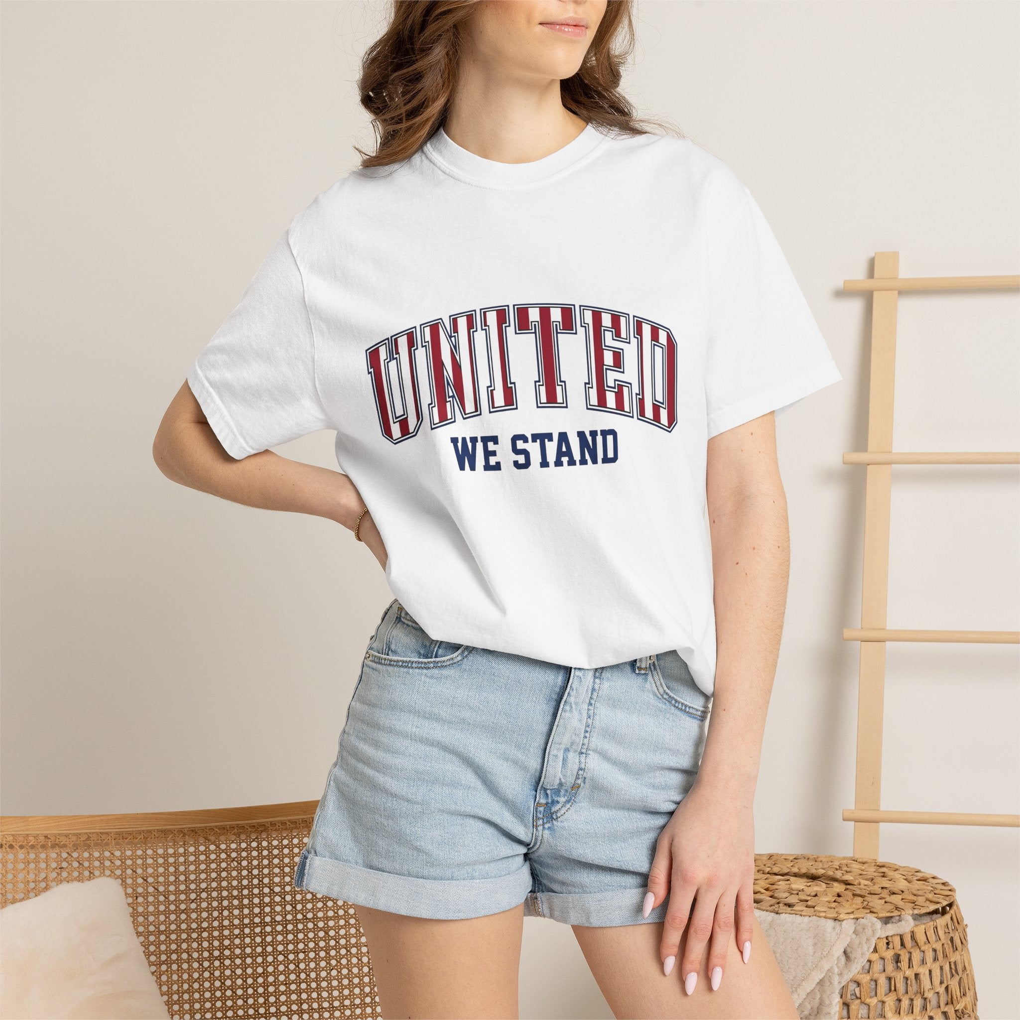 Patriotic Varsity Text Shirt America Holiday Gift Women Bold Tee Lettering T-Shirt American Fan Typography Tshirt Celebration Graphic