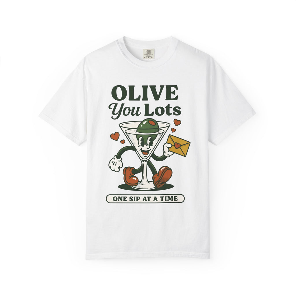 Olive Cocktail Glass Shirt Funny Cocktail Gift Women Cartoon Tee Martini Glass T-Shirt Humor Fan Comic Tshirt Cocktail Graphic Retro Hearts
