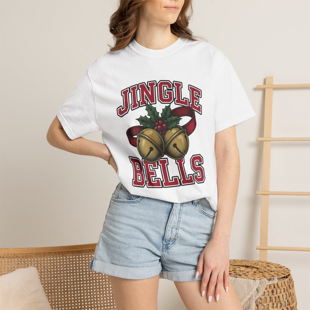 Holiday Bells Shirt Christmas Yuletide Gift Women Farmhouse Tee Jingle Bell T-Shirt Christmas Fan Rustic Tshirt Winter Graphic Antique Pine