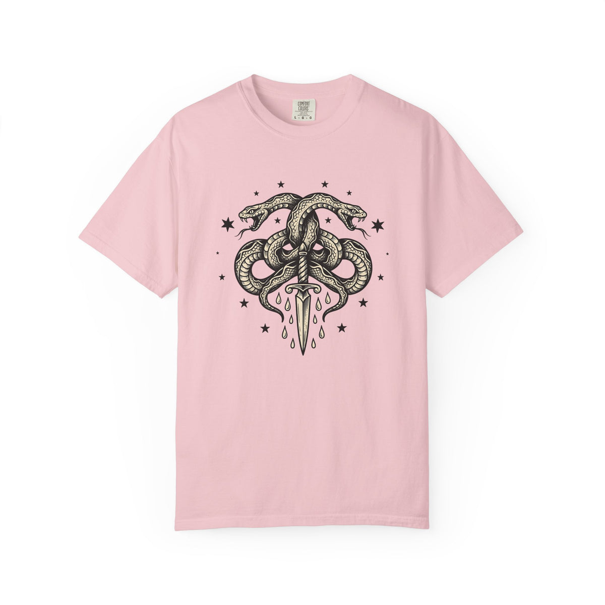 Double Serpent Blade Shirt Gothic Witchcraft Unisex Gift Sketch Tee Dagger