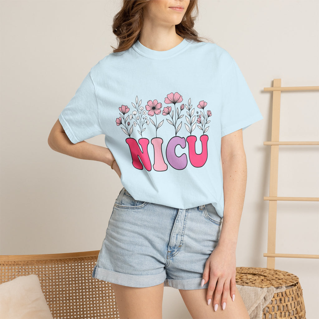 Floral Letters Shirt NICU Nurse Healthcare Gift Women Whimsical Tee Alphabet T-Shirt Nurse Practitioner Enthusiast Illustrative Tshirt