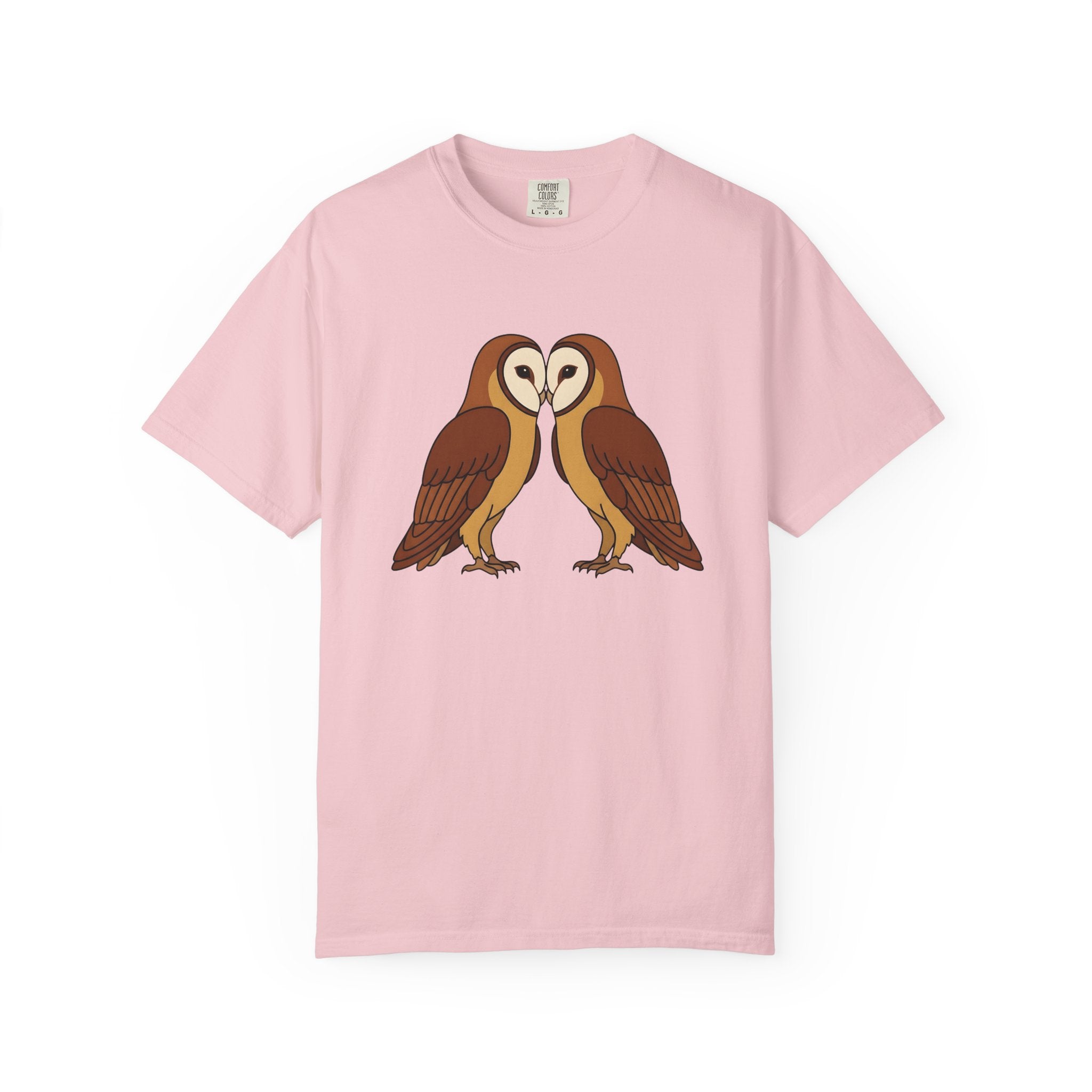 Barn Owl Pair Shirt Valentines Day Animal Gift Women Cartoon Tee Owl T-Shirt Valentine Fan Cute Tshirt Wildlife Graphic Minimalist