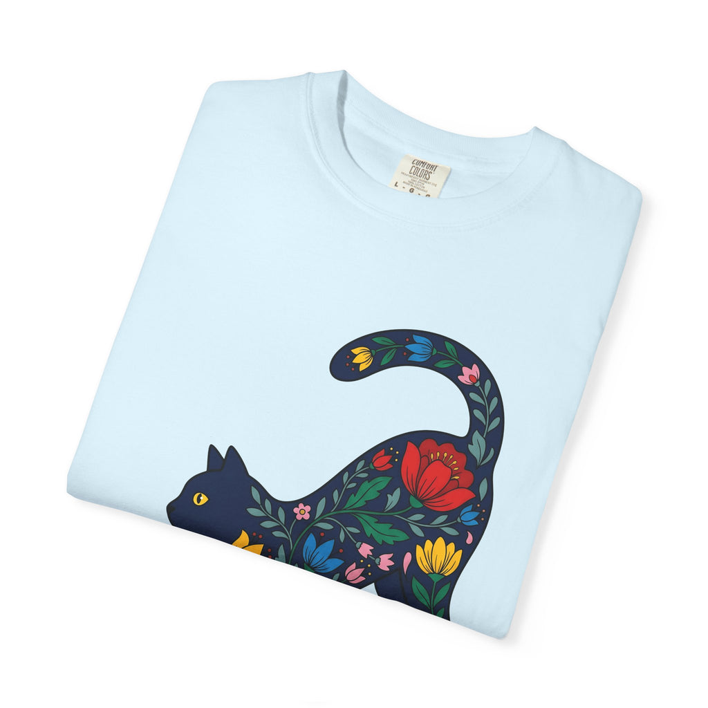 Floral Cat Shirt Cat Botanical Gift Women Boho Tee Kitty T-Shirt Cat Fan Fauvist Tshirt Floral Graphic Folk Art Wildflowers Tshirt