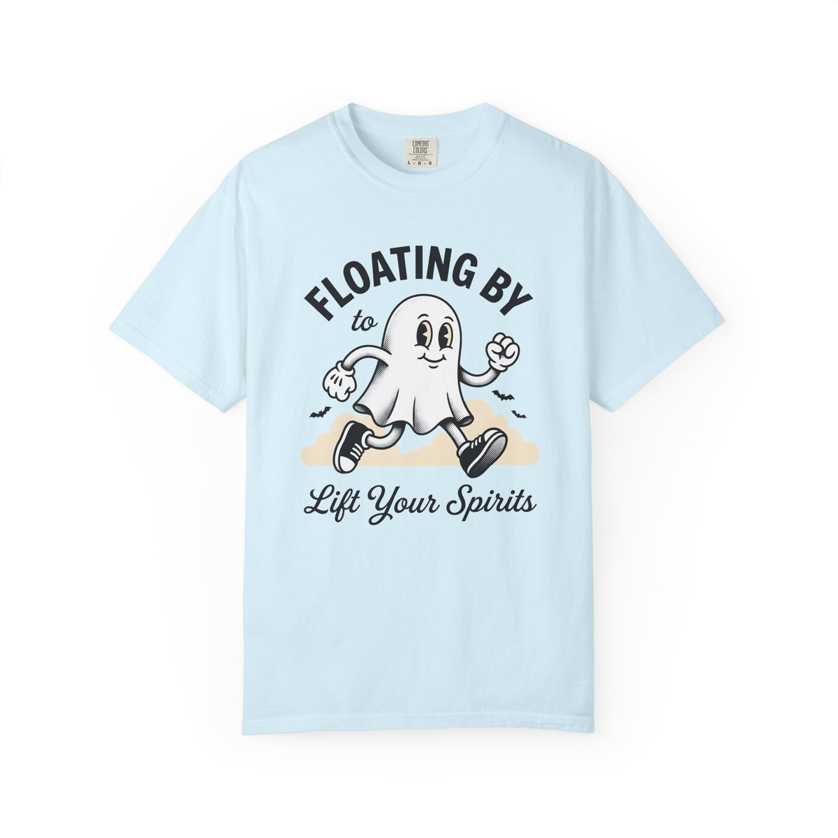 Joyful Ghost Shirt Halloween Eerie Gift Women Illustration Tee Specter T-Shirt Horror Fan Spooky Tshirt Creepy Graphic Old School Night Bats