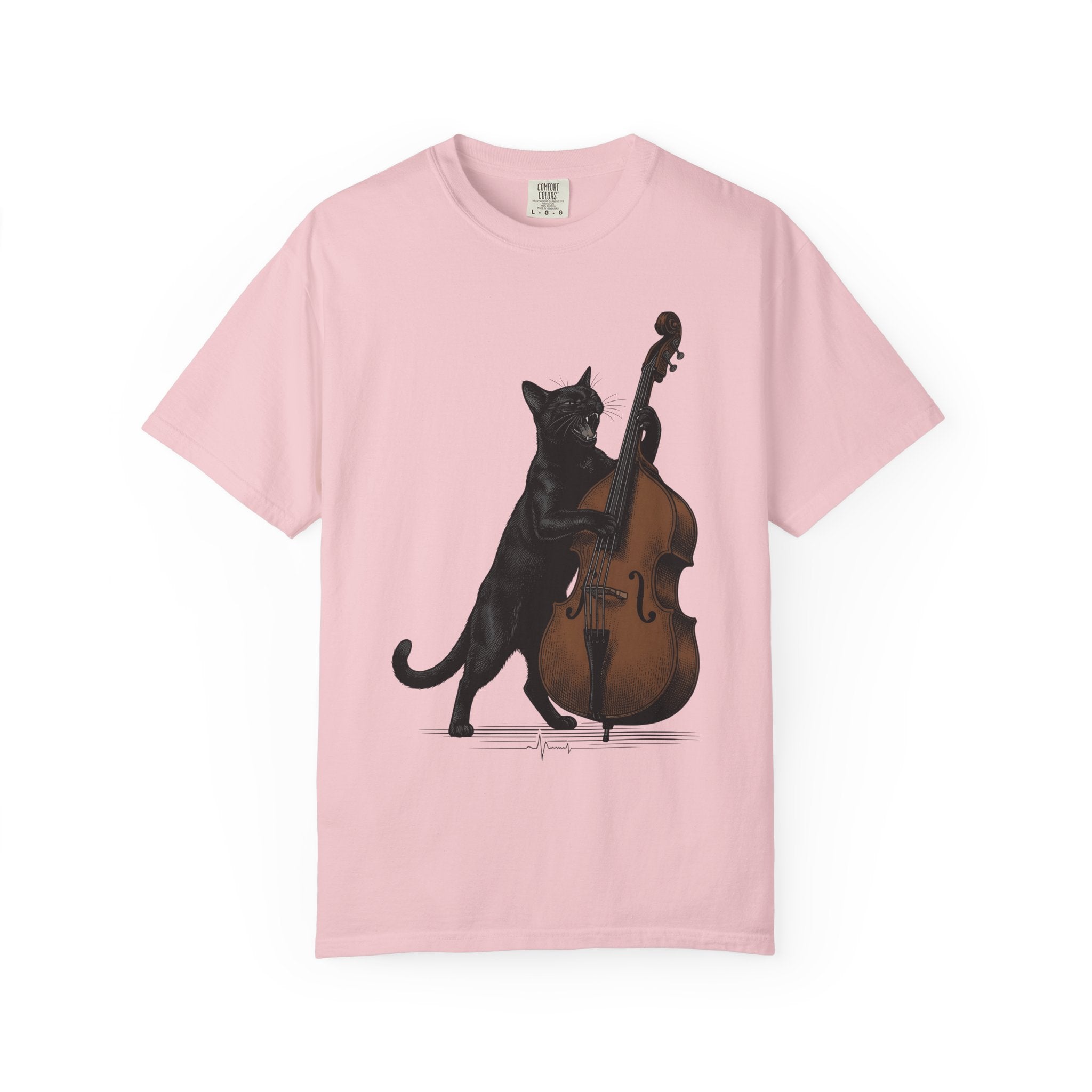 Black Cat Guitar Shirt Cat Instruments Gift Women Retro Tee Cat Guitar T-Shirt Cat Fan Fifties Tshirt Music Graphic Sketch Instrument Tshirt