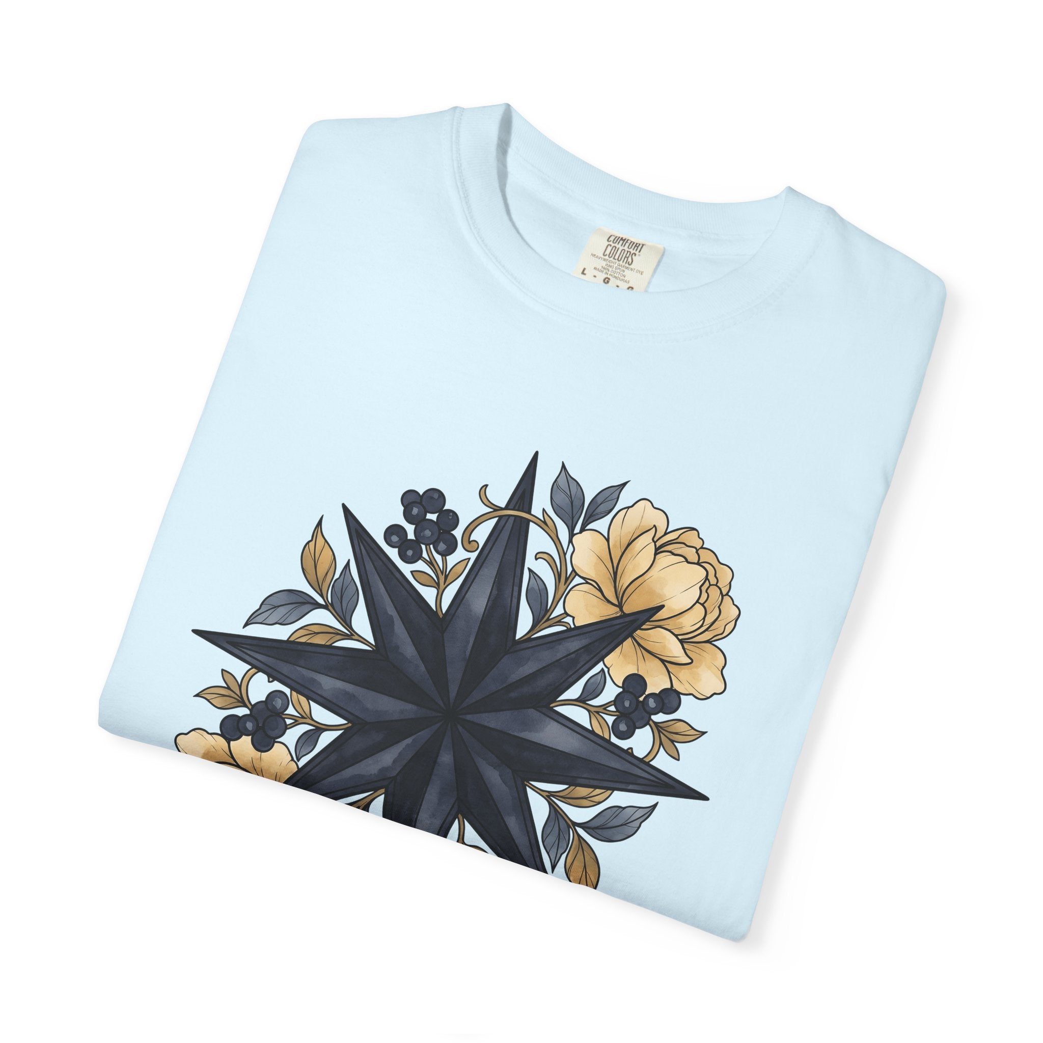 Compass Rose Shirt Boho Chic Plants Gift Women Floral Tee Wind Rose T-Shirt Bohemian Fan Floral Art Tshirt Botanical Graphic Watercolor