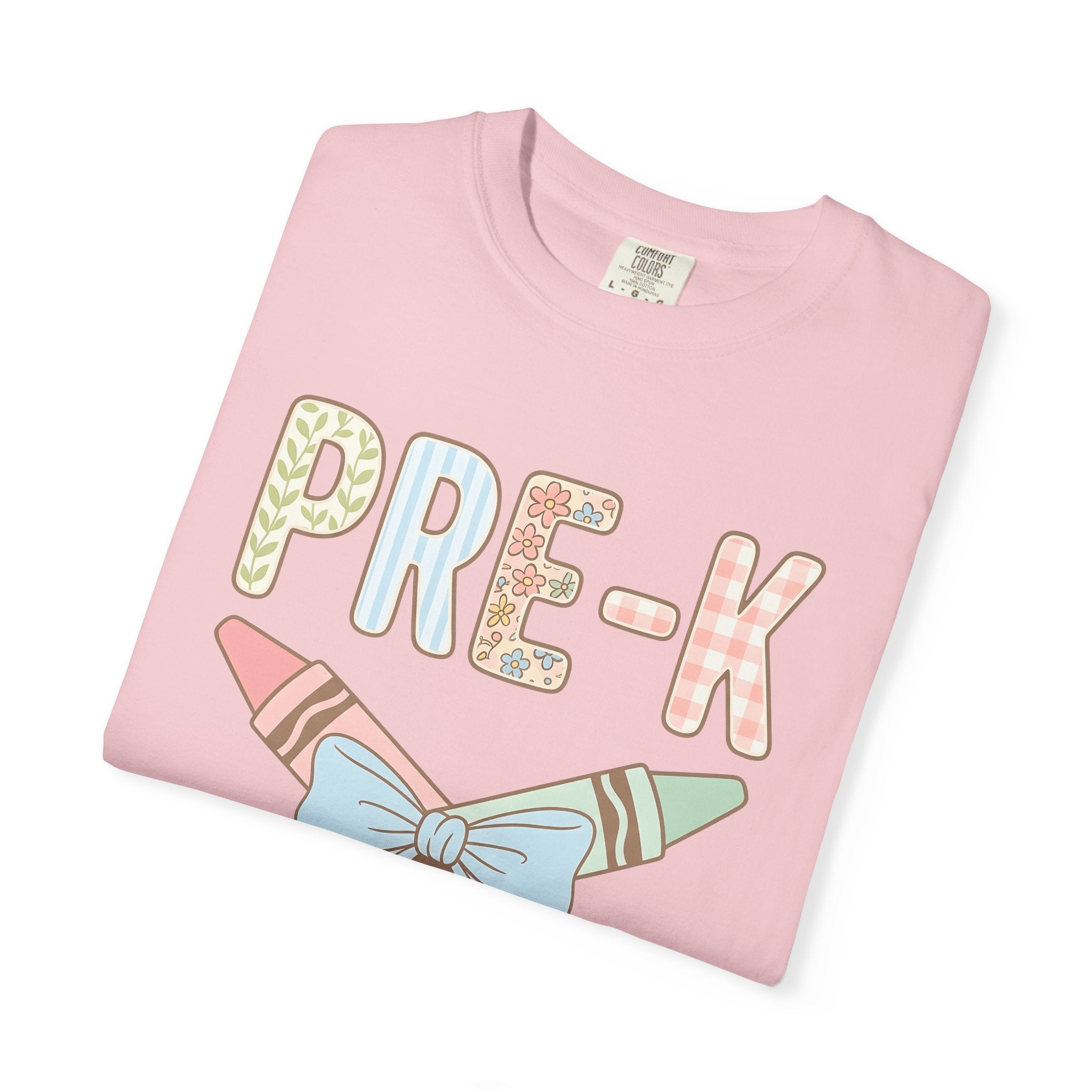 Crayon Bow Shirt Teachers School Gift Women Soft Colors Tee Crayon Ribbon T-Shirt Educator Enthusiast Pastel Tshirt Classroom Graphic Anime