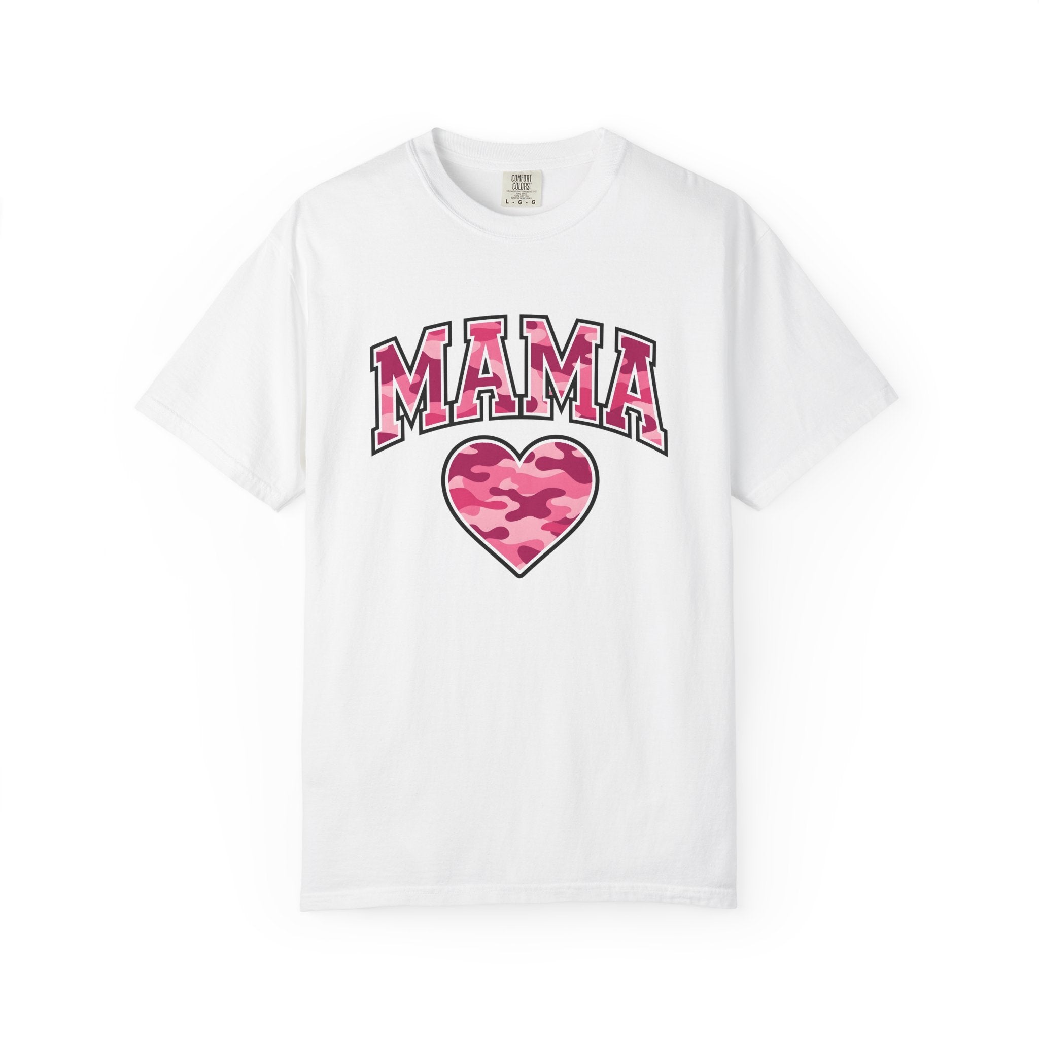 Pink Camo Heart Shirt Mom Family Gift Women Bold Tee Heart T-Shirt Mother Fan Graphic Tshirt Clan Graphic Retro Camouflage Pattern Tshirt