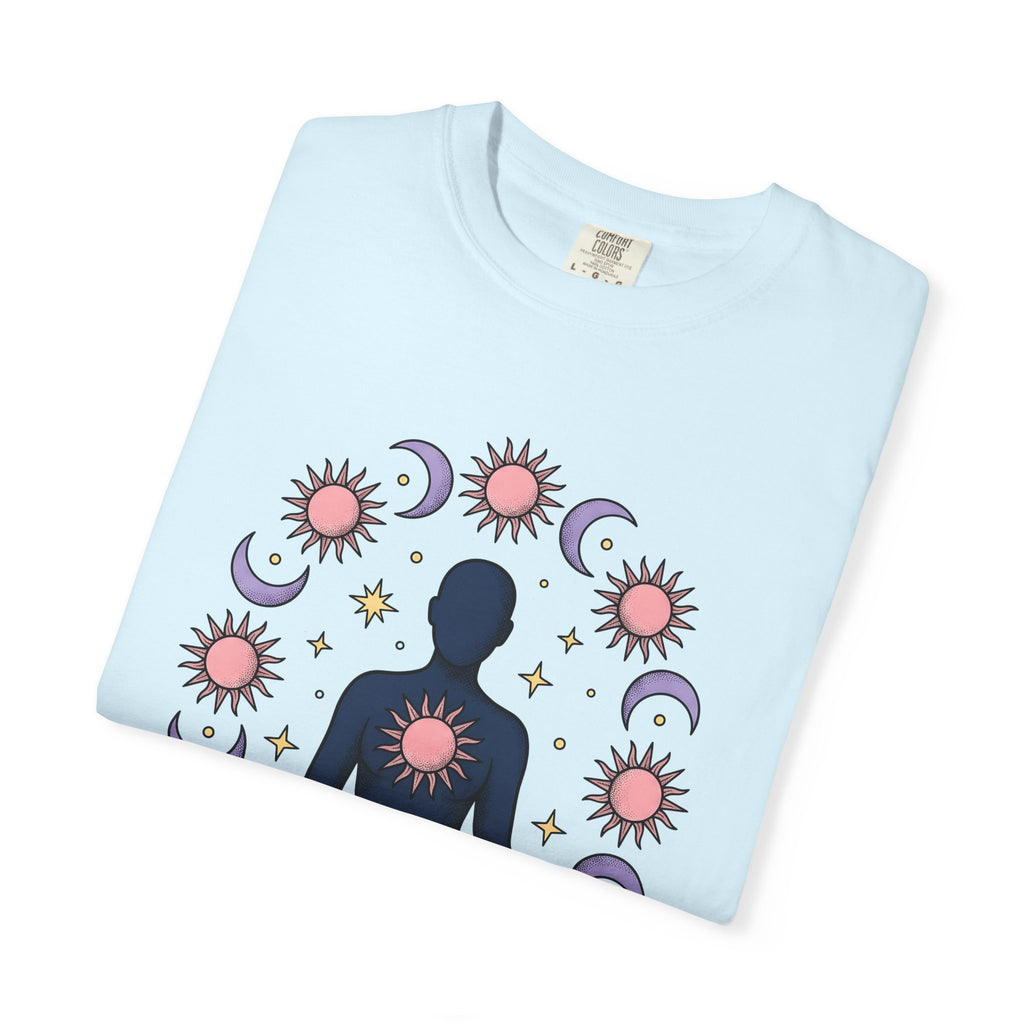Meditating Person Shirt Boho Chic Metaphysical Gift Women Sketch Tee Yogi T-Shirt Bohemian Enthusiast Doodle Tshirt Spiritual Graphic Simple