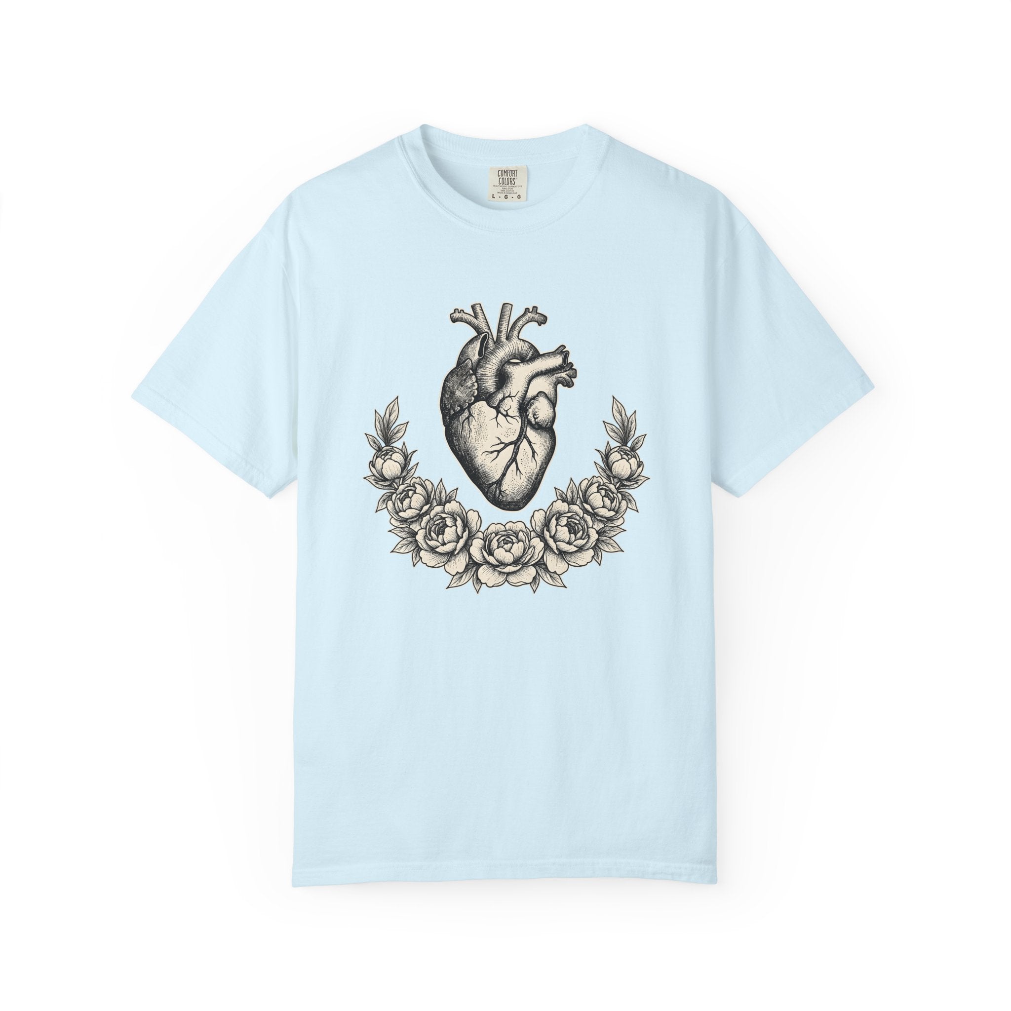 Anatomical Heart Shirt Cottagecore Floral Gift Women Vintage Tee Cardiac T-Shirt Cottage Fan Retro Tshirt Floral Graphic Hand Drawn Peony