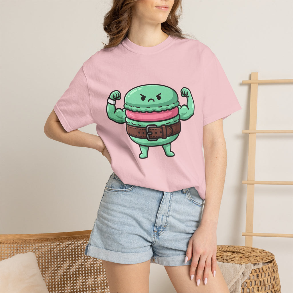 Buff Macaron Shirt Desserts Exercise Gift Women Charming Tee Macaroon T-Shirt Pastry Fan French Macaron Tshirt Fitness Graphic Animated