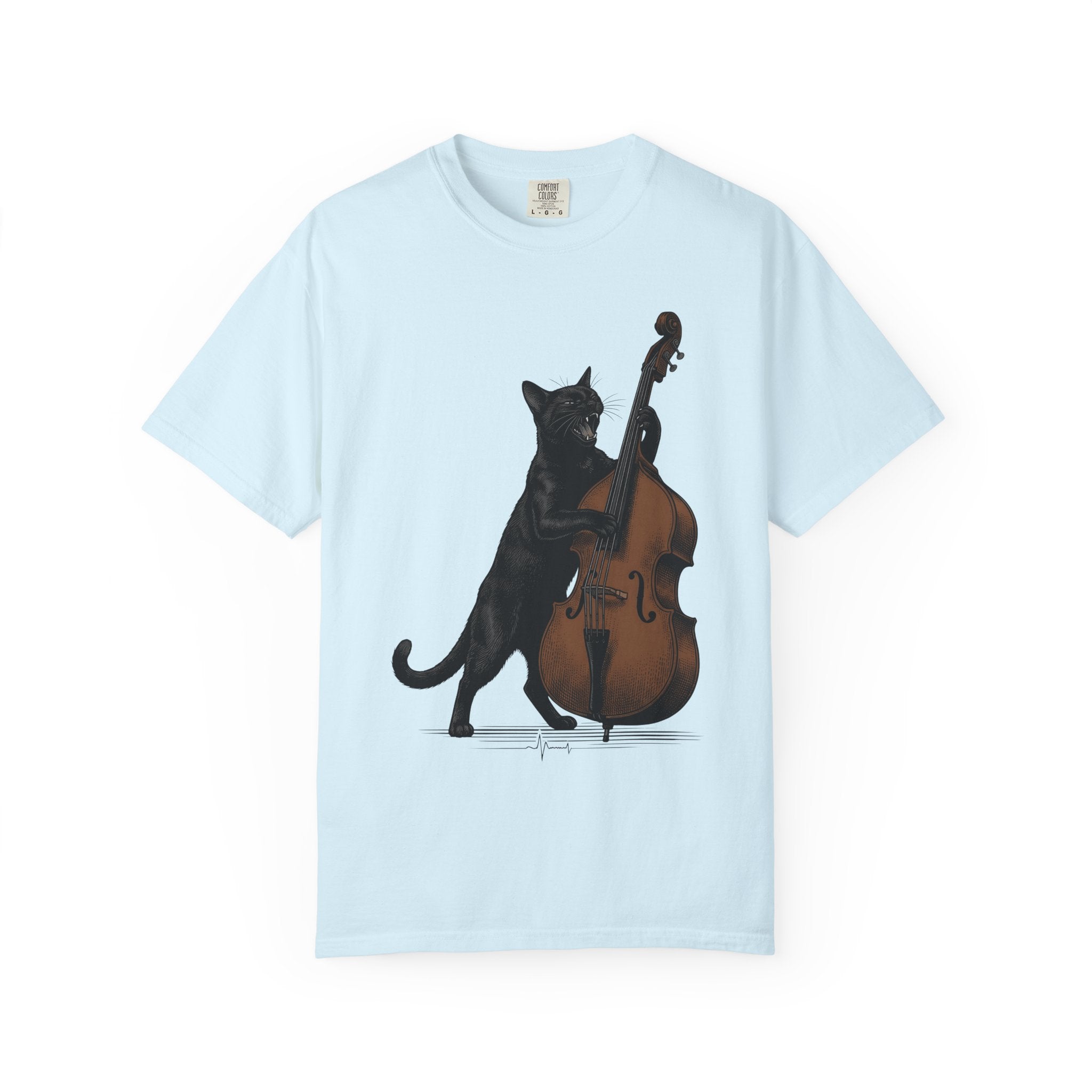 Black Cat Guitar Shirt Cat Instruments Gift Women Retro Tee Cat Guitar T-Shirt Cat Fan Fifties Tshirt Music Graphic Sketch Instrument Tshirt