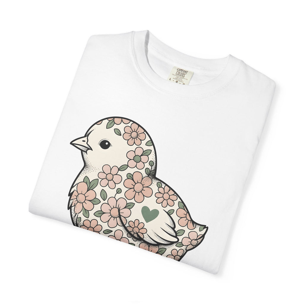 Blossom Hen Shirt Easter Wildlife Gift Women Indie Tee Chicken T-Shirt Spring Fan Hen Tshirt Wildlife Illustration Classic Heart Shape