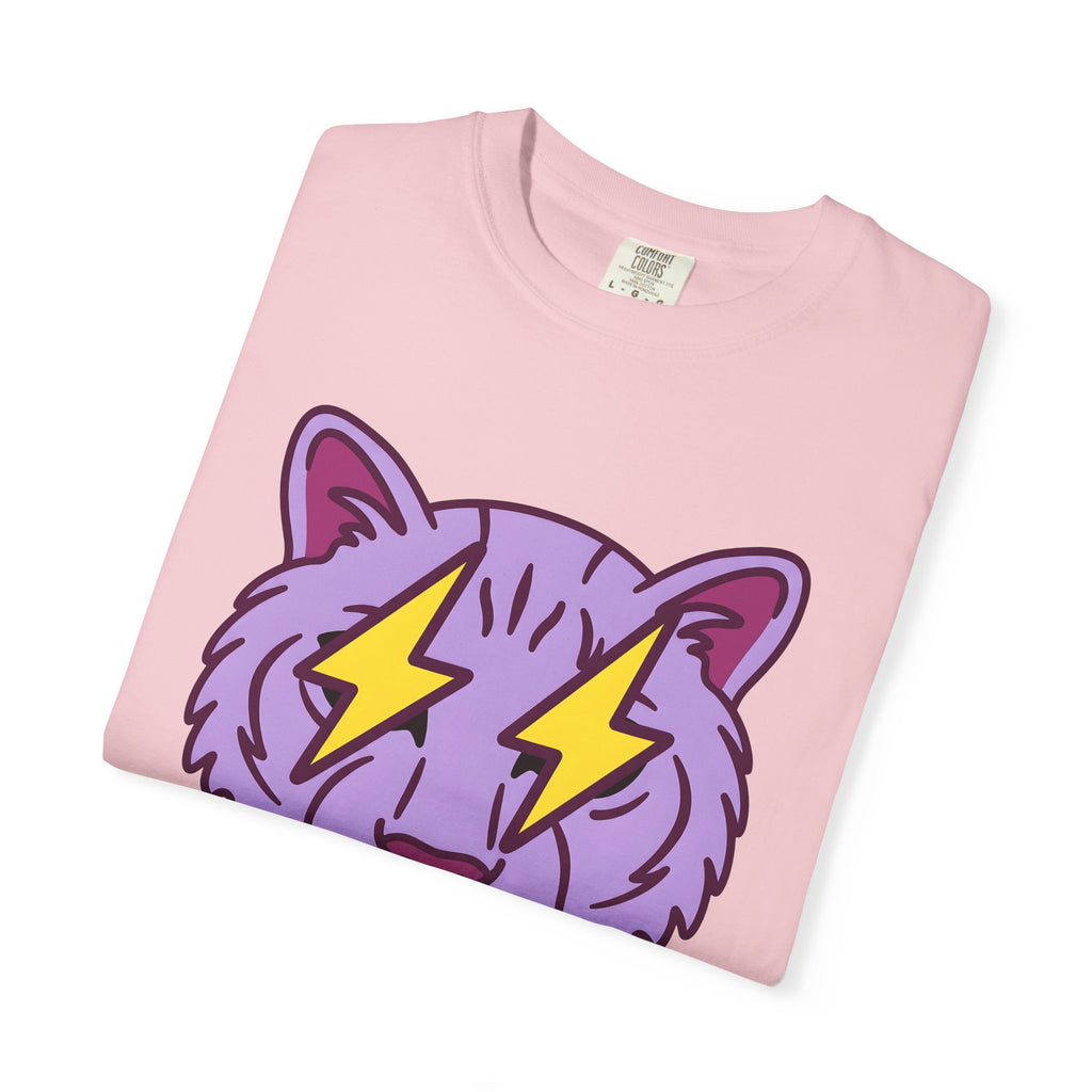Cat Head Shirt Cat Pet Gift Women Graphic Design Tee Kitten T-Shirt Cat Fan Feline Tshirt Animal Graphic Comic Style Lightning Streaks