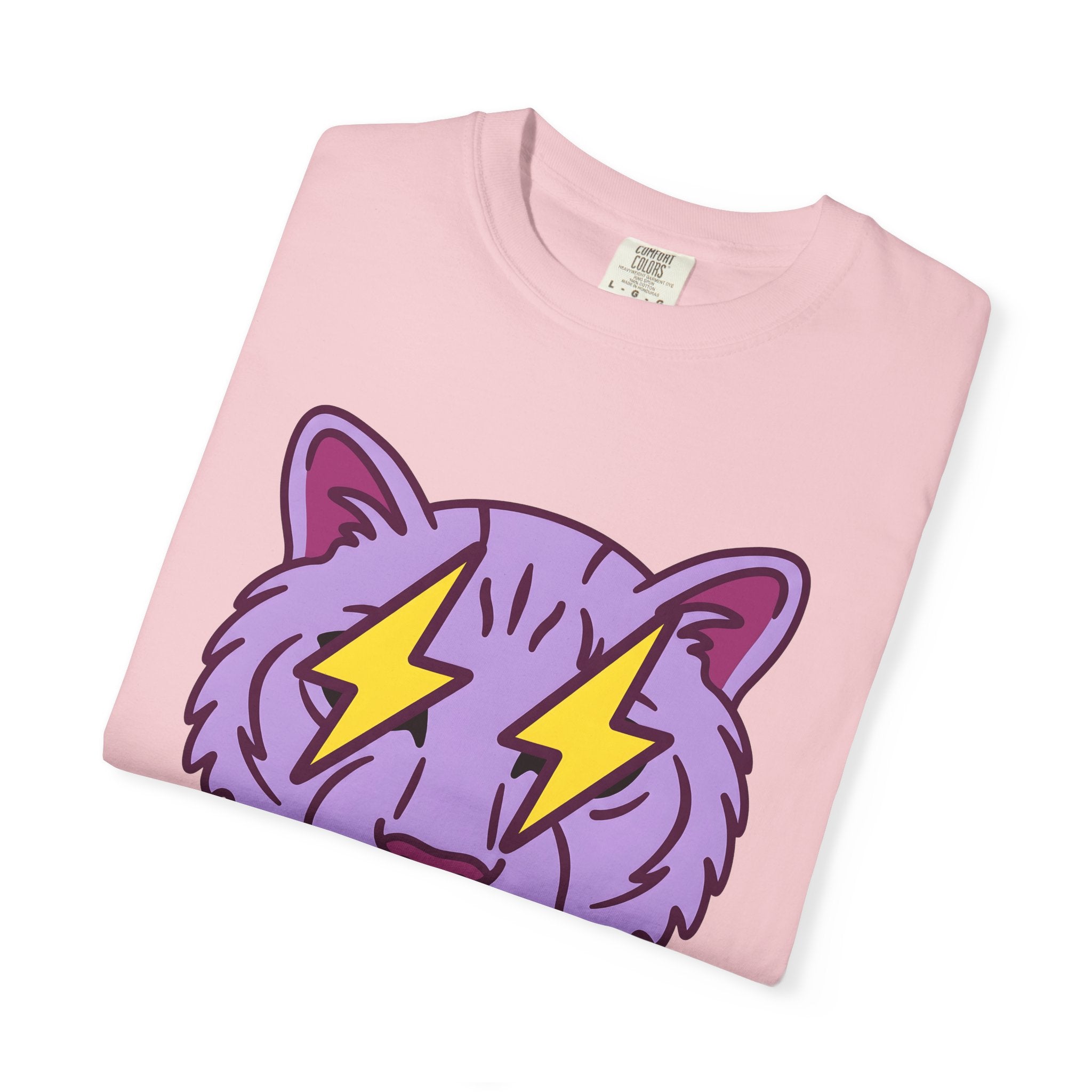 Cat Head Shirt Cat Pet Gift Women Graphic Design Tee Kitten T-Shirt Cat Fan Feline Tshirt Animal Graphic Comic Style Lightning Streaks