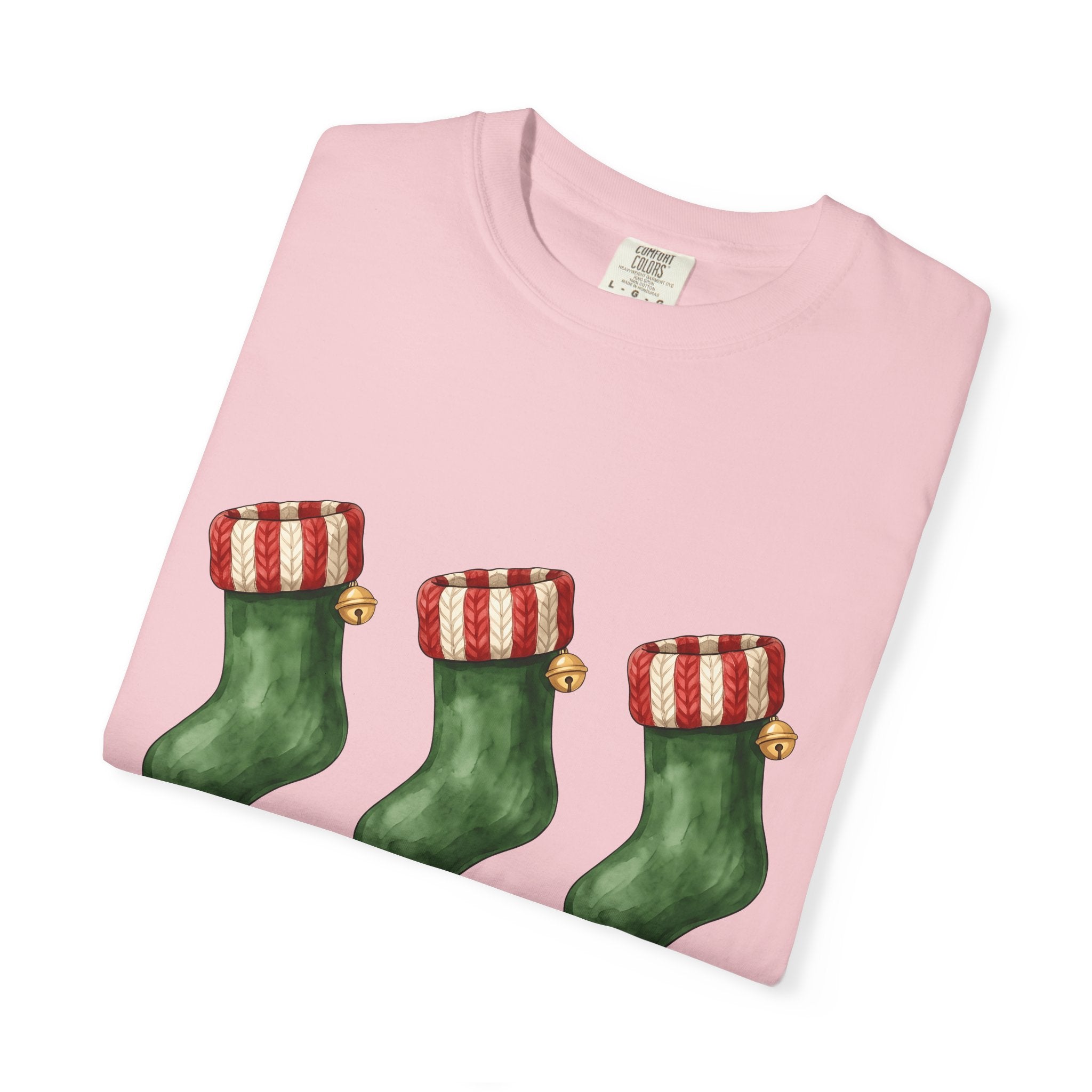Holiday Stocking Shirt Christmas Winter Gift Women Painted Tee Stocking T-Shirt Xmas Fan Handpainted Tshirt Frosty Graphic Ink Drawing