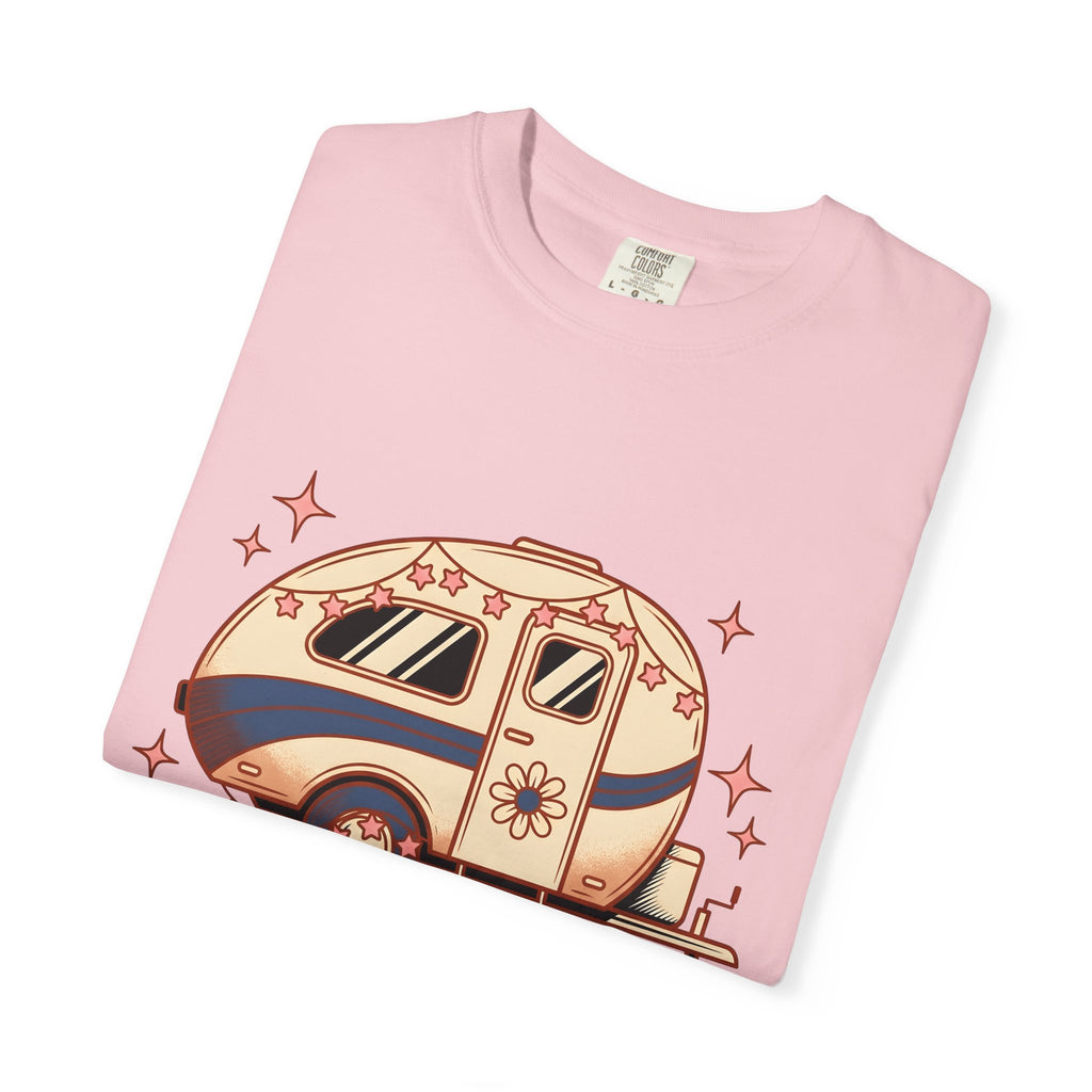 Camper Van Shirt America 4Th Of July Camping Gift Women Retro Tee Motorhome T-Shirt Patriot Fan Vintage Camper Graphic Tshirt Vintage Stars