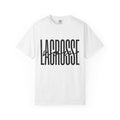 Lacrosse Text Shirt Lacrosse Sports Gift Women Bold Tee Lax T-Shirt Lacrosse Fan Typography Tshirt Athletic Graphic Minimalist Script Accent
