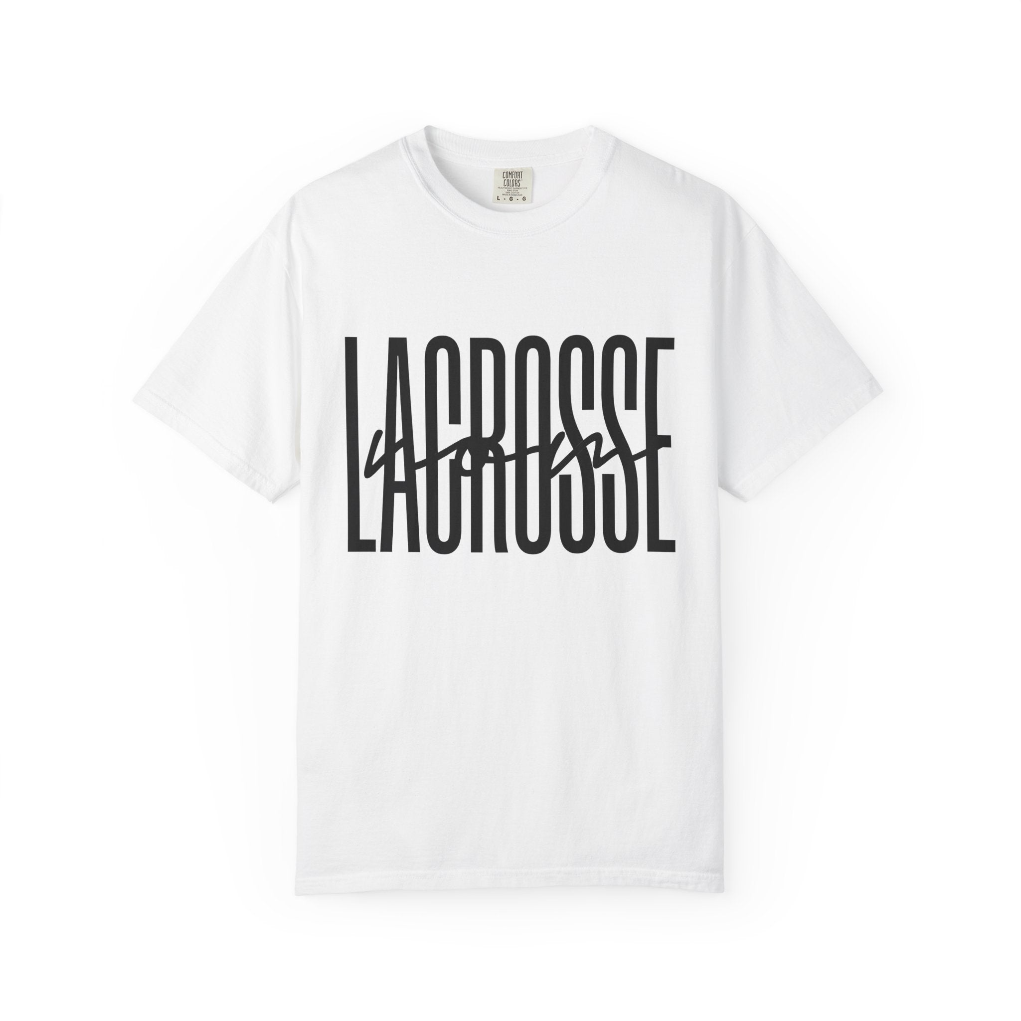 Lacrosse Text Shirt Lacrosse Sports Gift Women Bold Tee Lax T-Shirt Lacrosse Fan Typography Tshirt Athletic Graphic Minimalist Script Accent